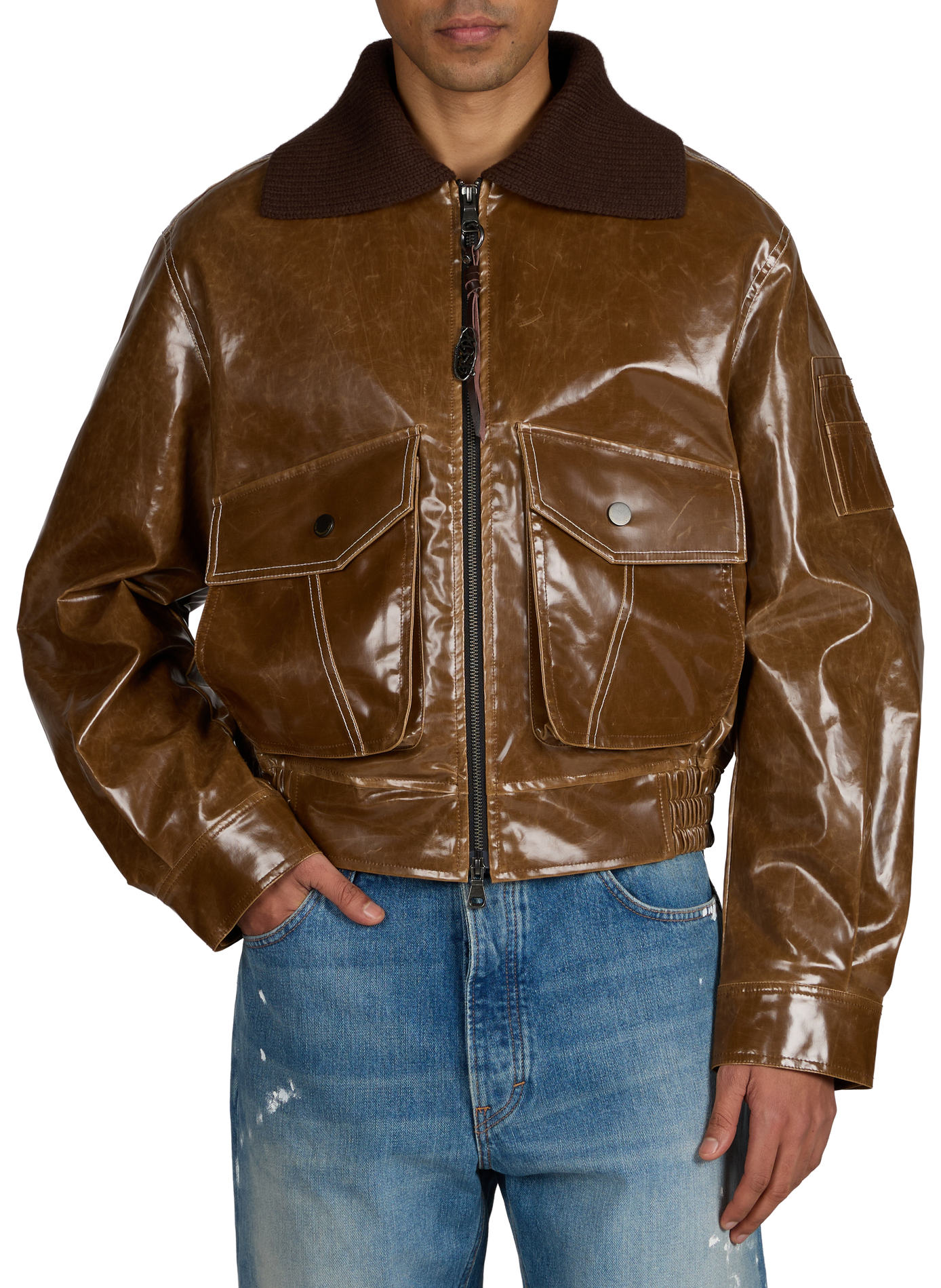 Veste ample matelassée à col côtelé ANDERSSON BELL Marron