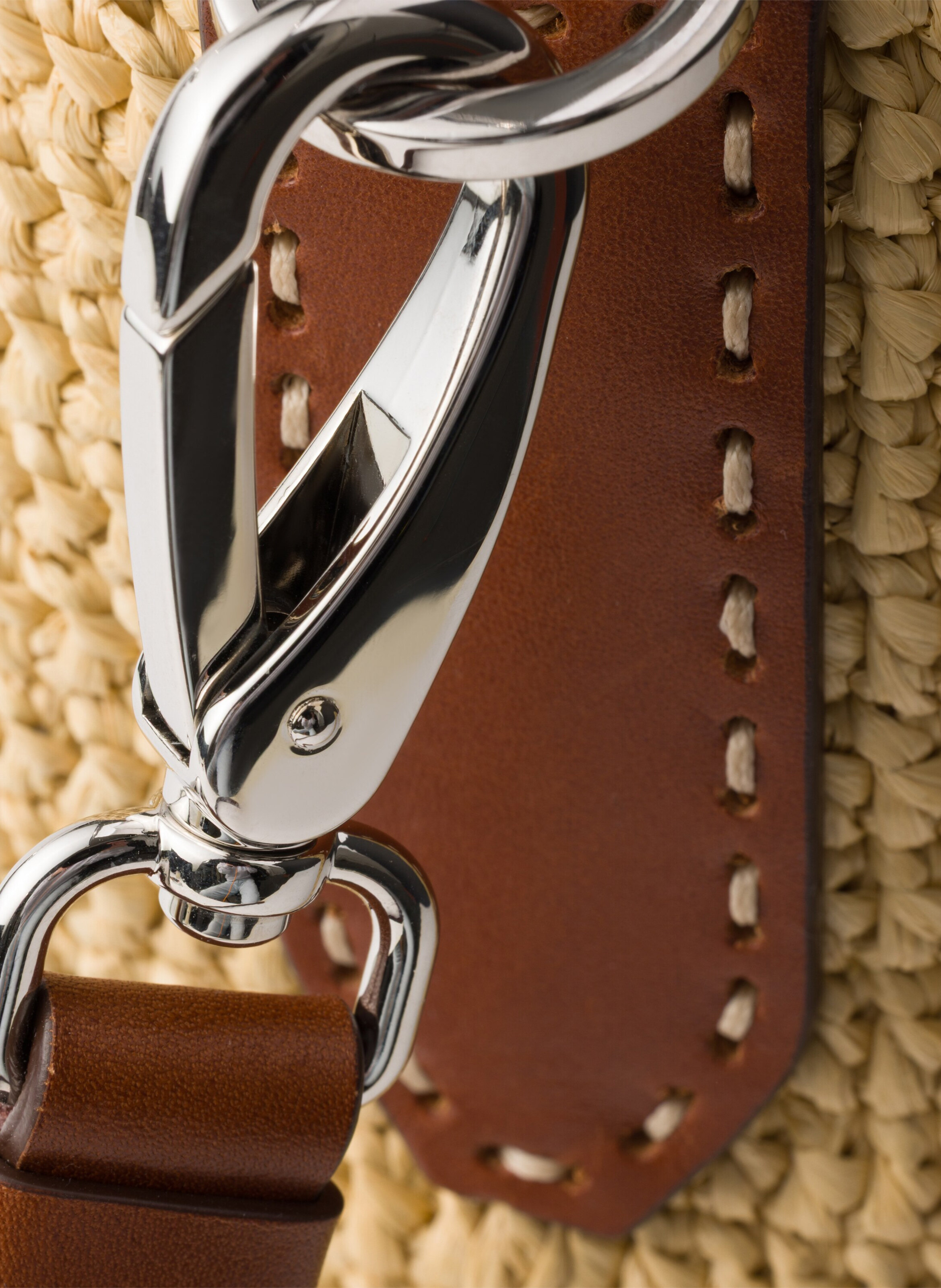 Petit sac seau en crochet et cuir PRADA Beige