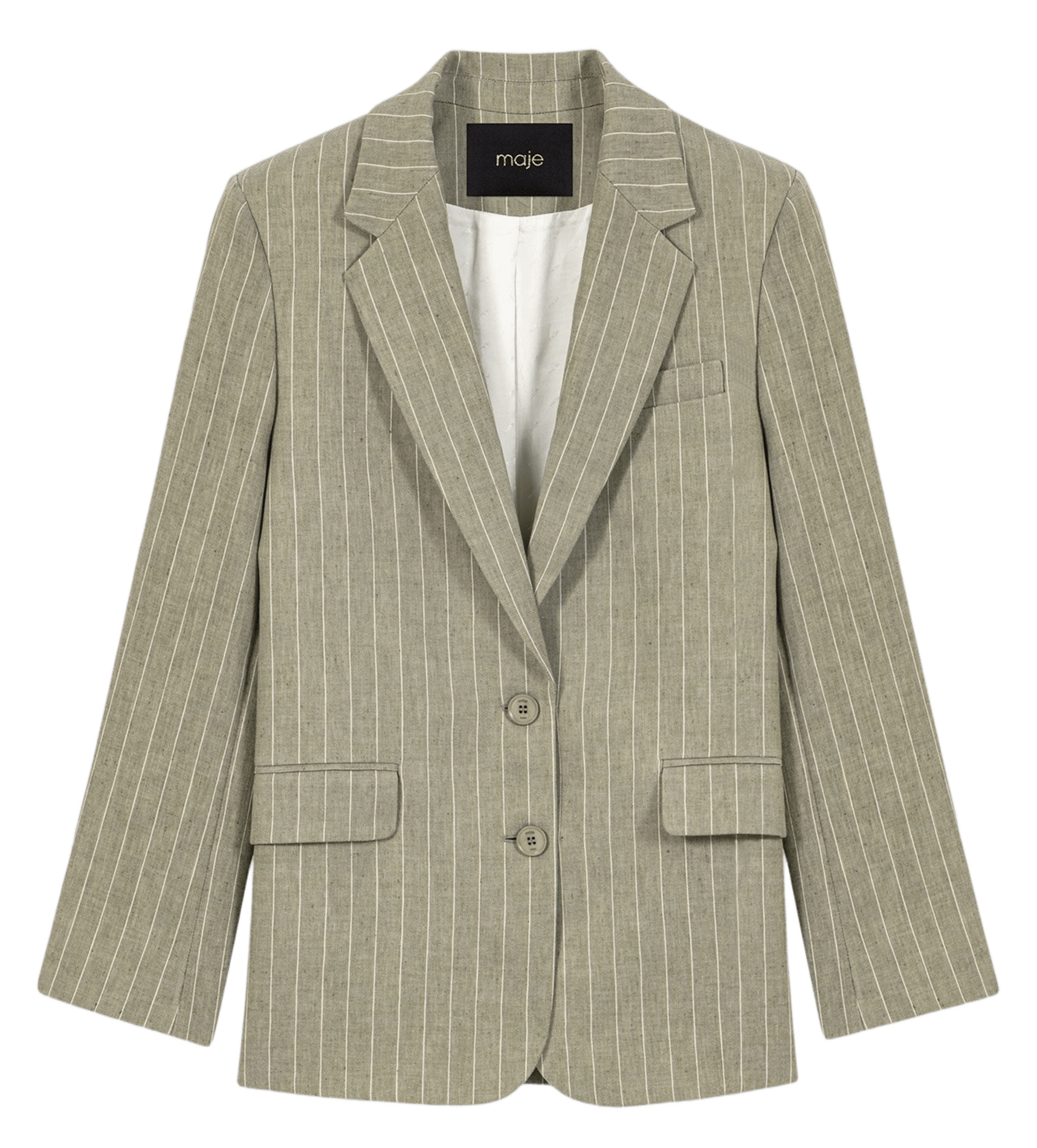 Veste de tailleur ajustée en lin mélangé MAJE Kaki