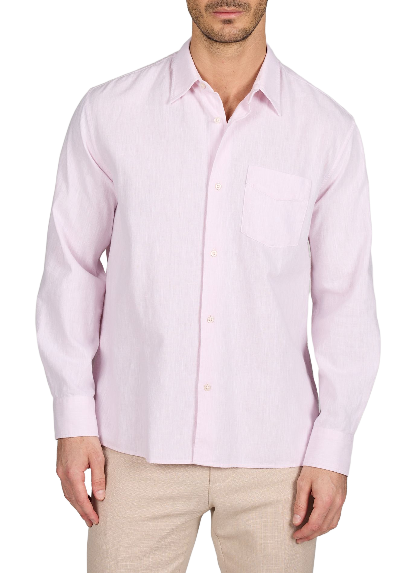 Camisa recta de algodón con botones OFFICINE GENERALE Rosa