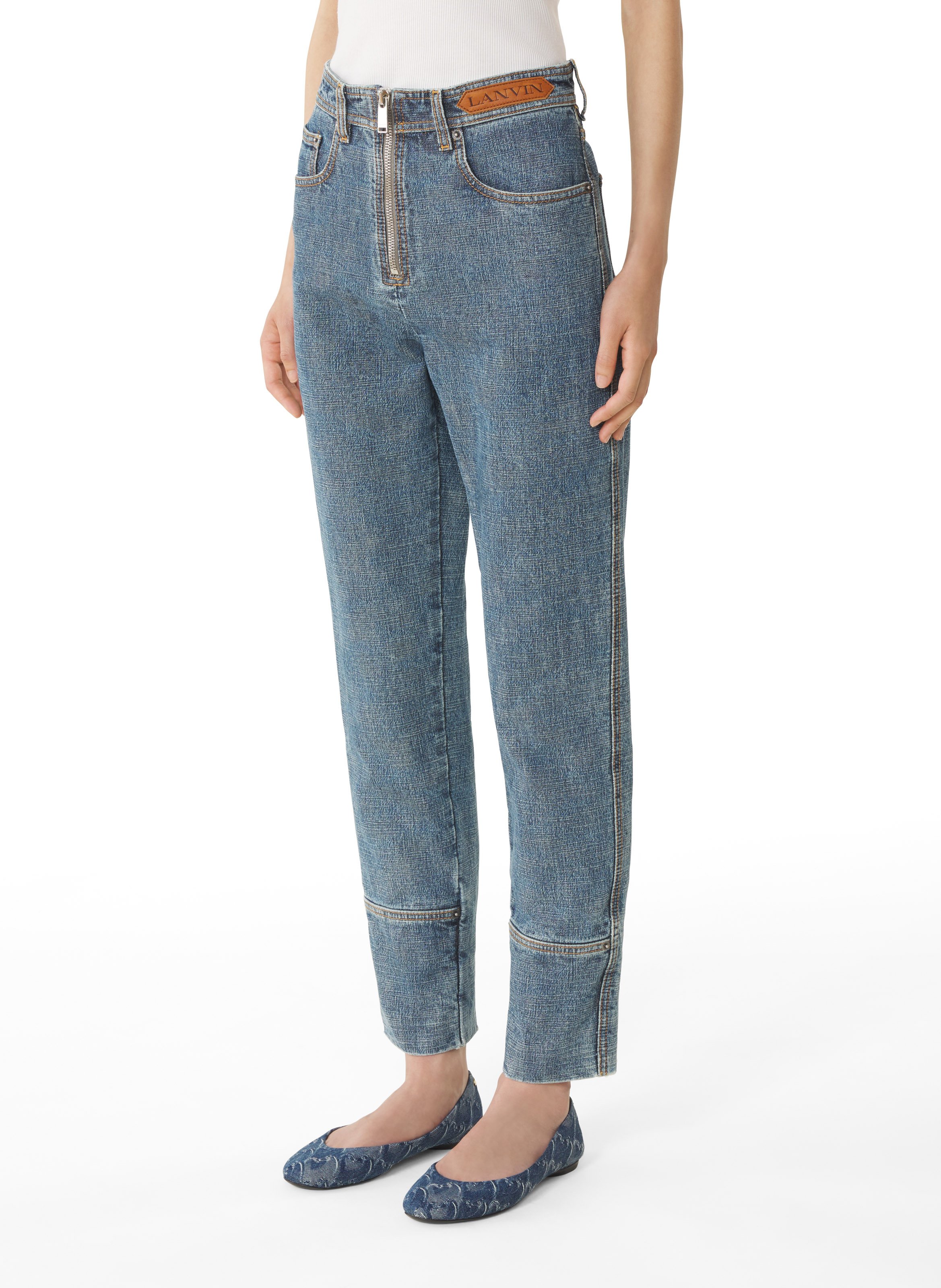 Pantalon zippé en denim LANVIN Bleu