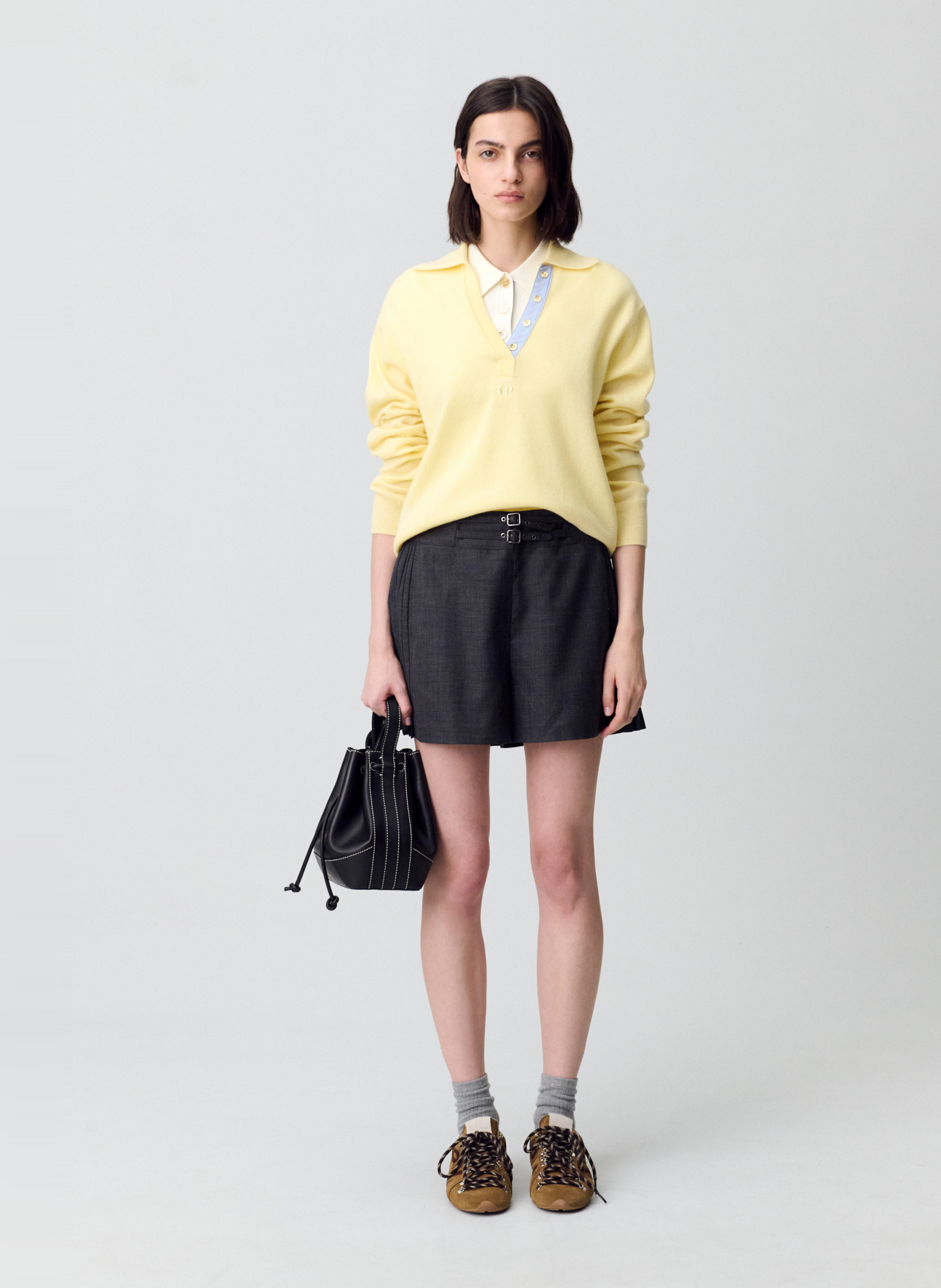 Short large à boucles erena CLAUDIE PIERLOT Gris