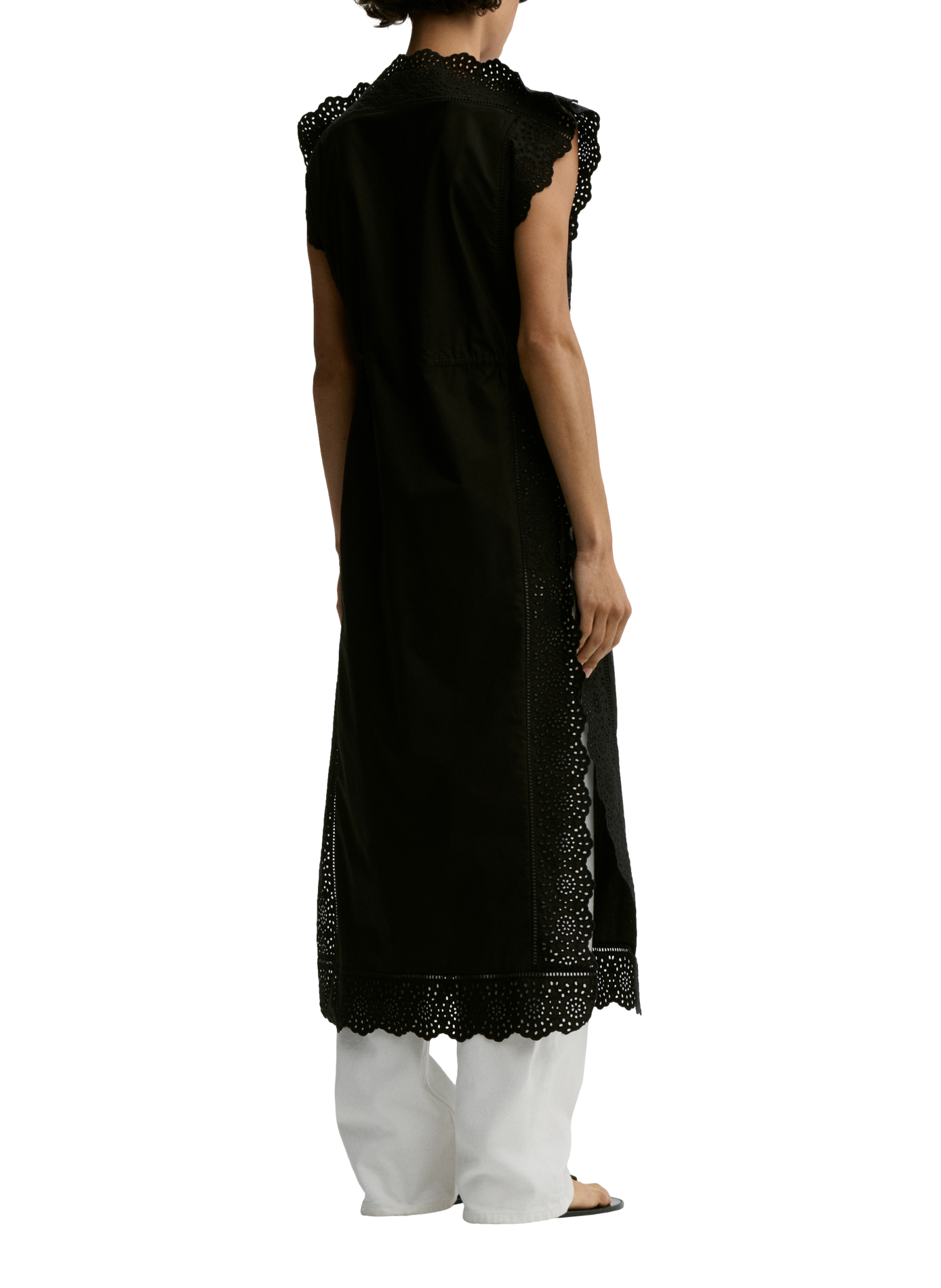 Robe midi à broderies anglaises en coton BY MALENE BIRGER Noir