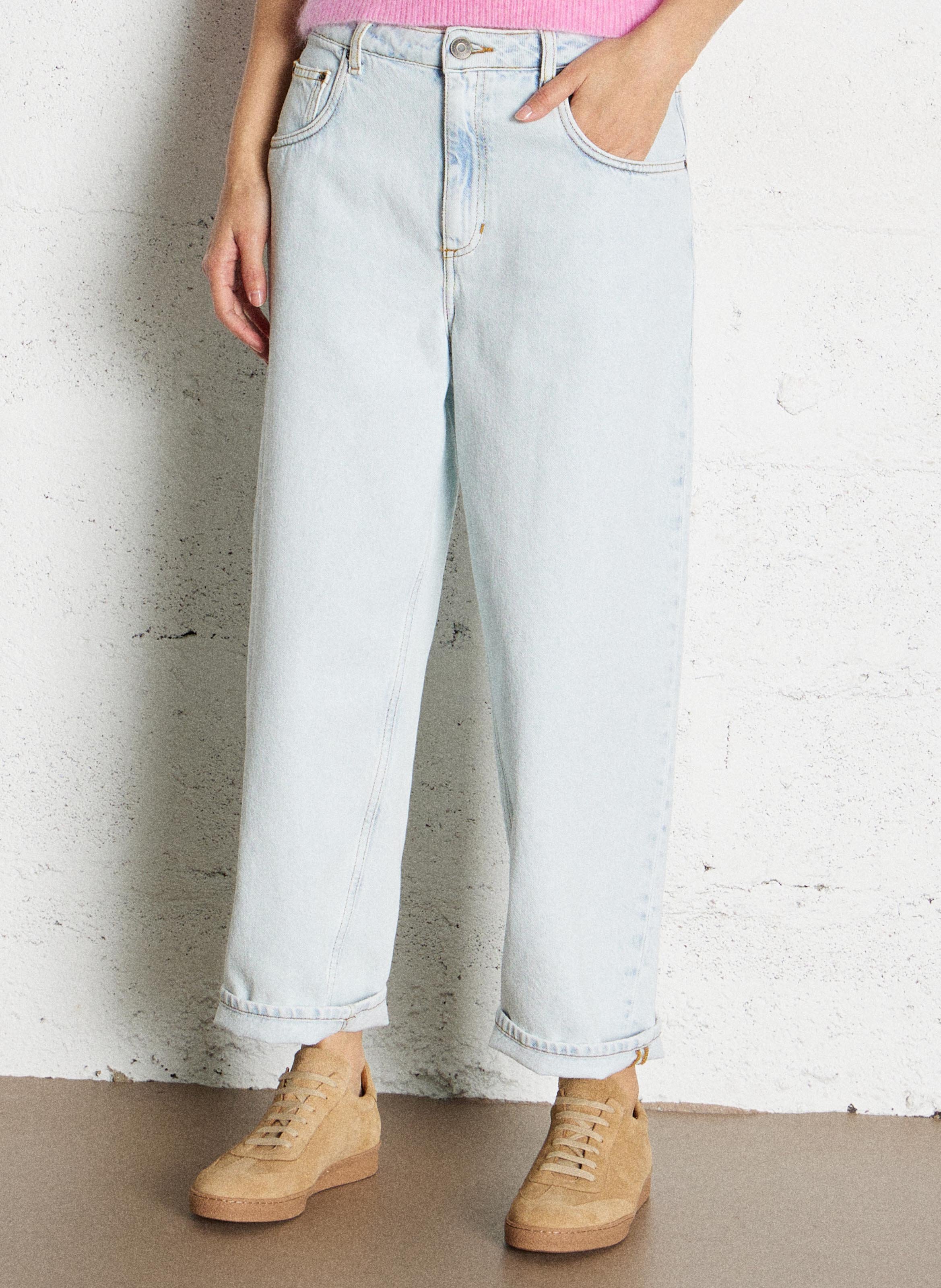 Jean mom en denim délavé joybird-b AMERICAN VINTAGE Bleu