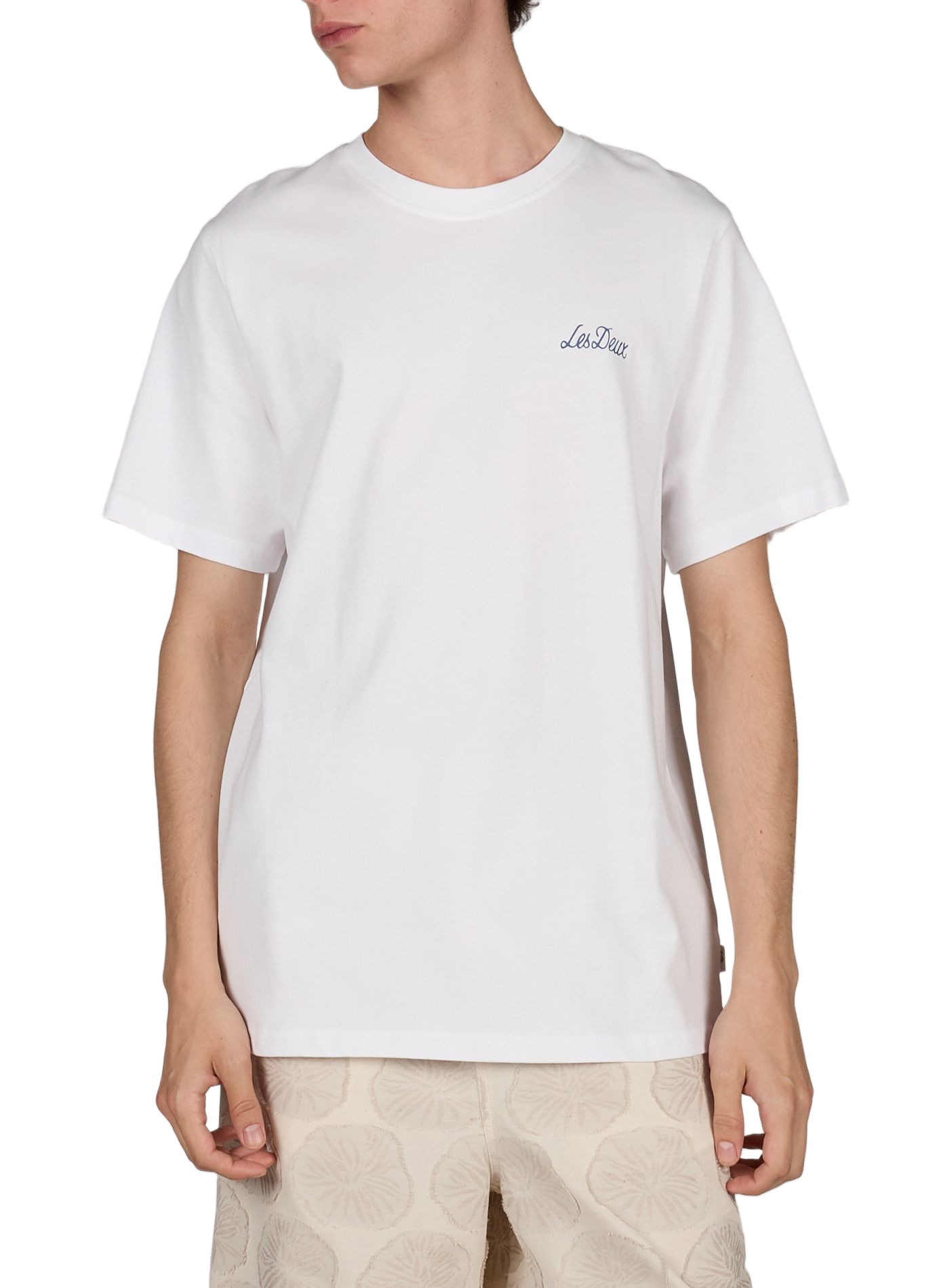 Straight printed cotton T-shirt LES DEUX White