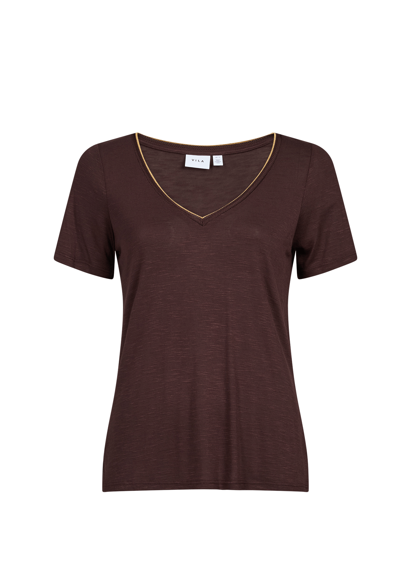 T-Shirt Vinoel mit V-Ausschnitt VINOEL S Coffee bean