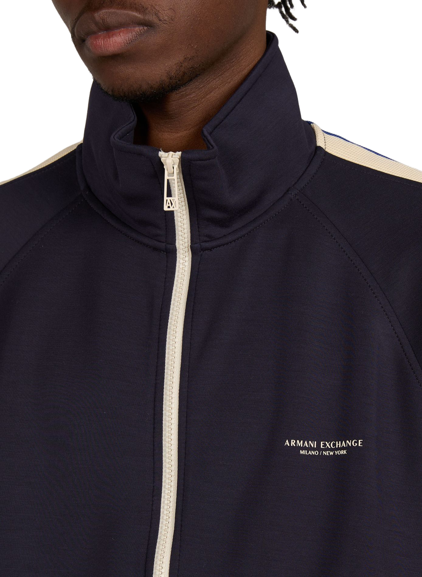 Lightweight jacket with high neck and logo ARMANI EXCHANGE Blue