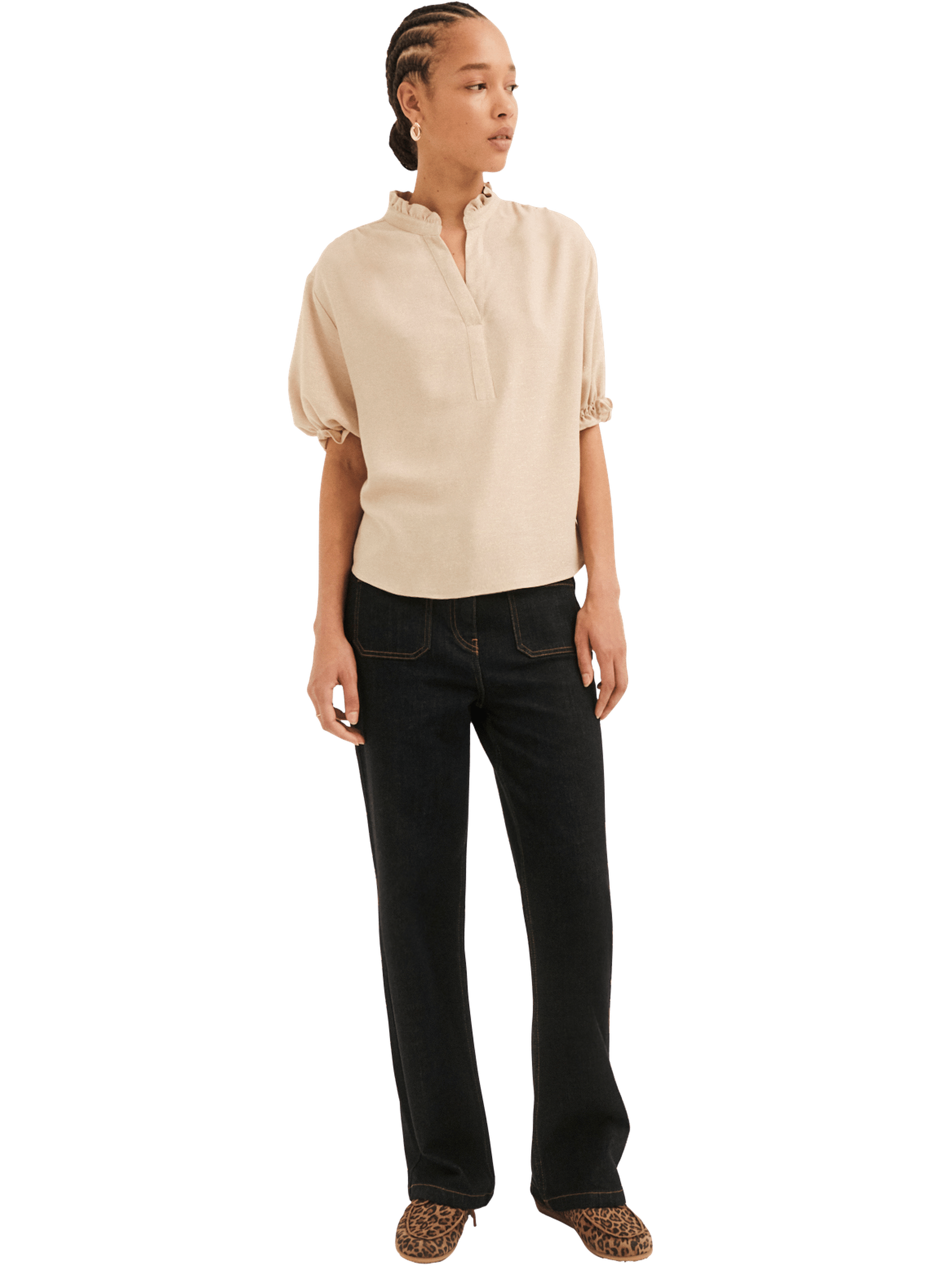 Blouse à volants et lurex doré - luce PABLO Beige