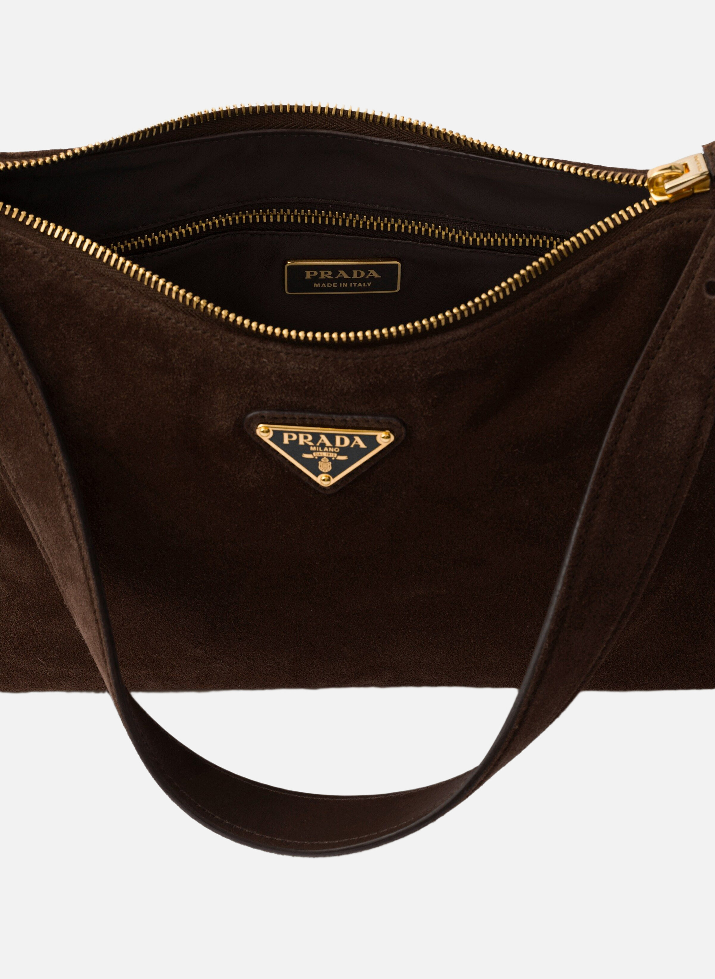Sac à bandoulière prada aimée en veau velours PRADA Marron