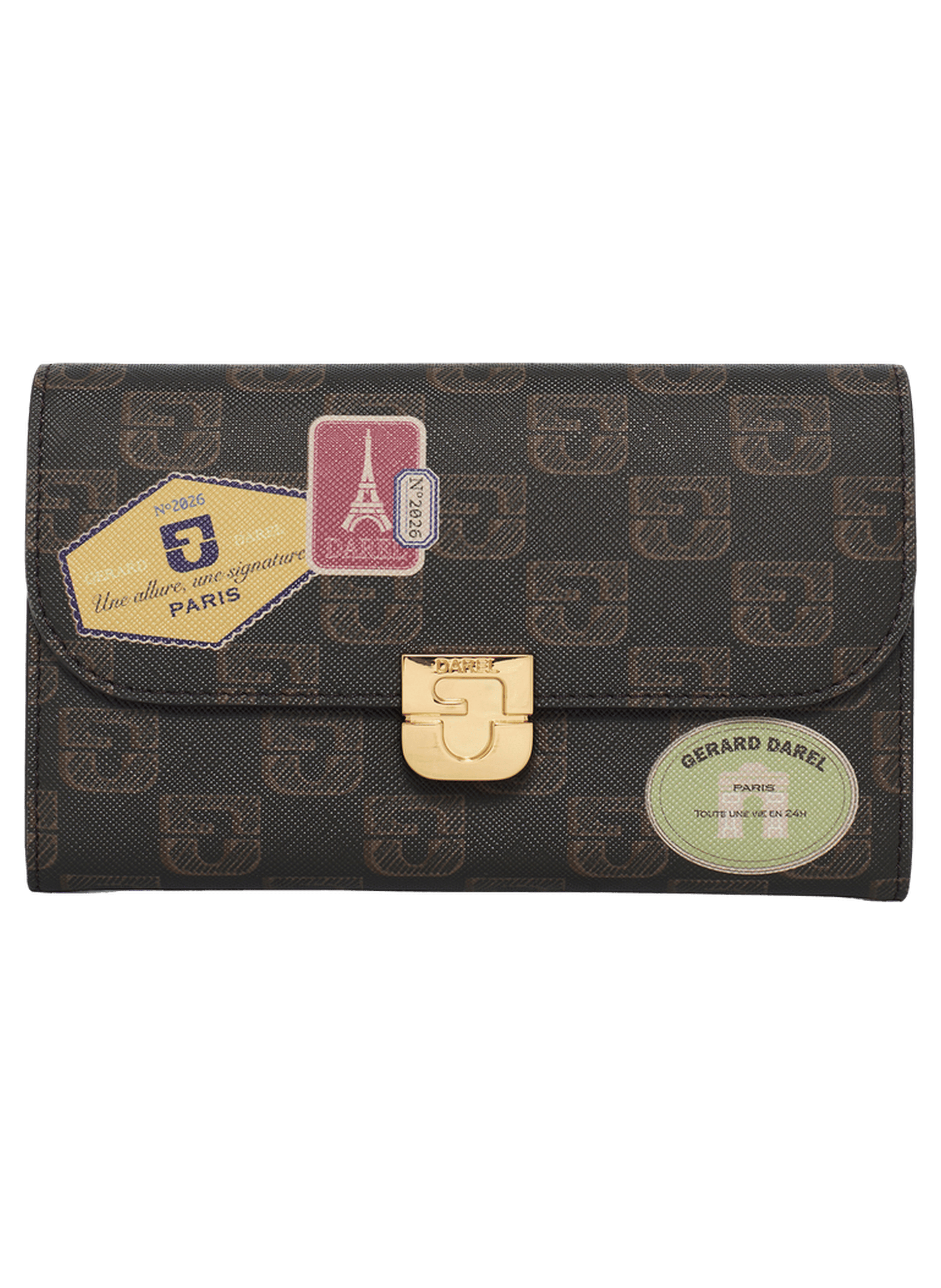Portefeuille en toile enduite et cuir signé de patchs imprimés – wallet GERARD DAREL Multicolore