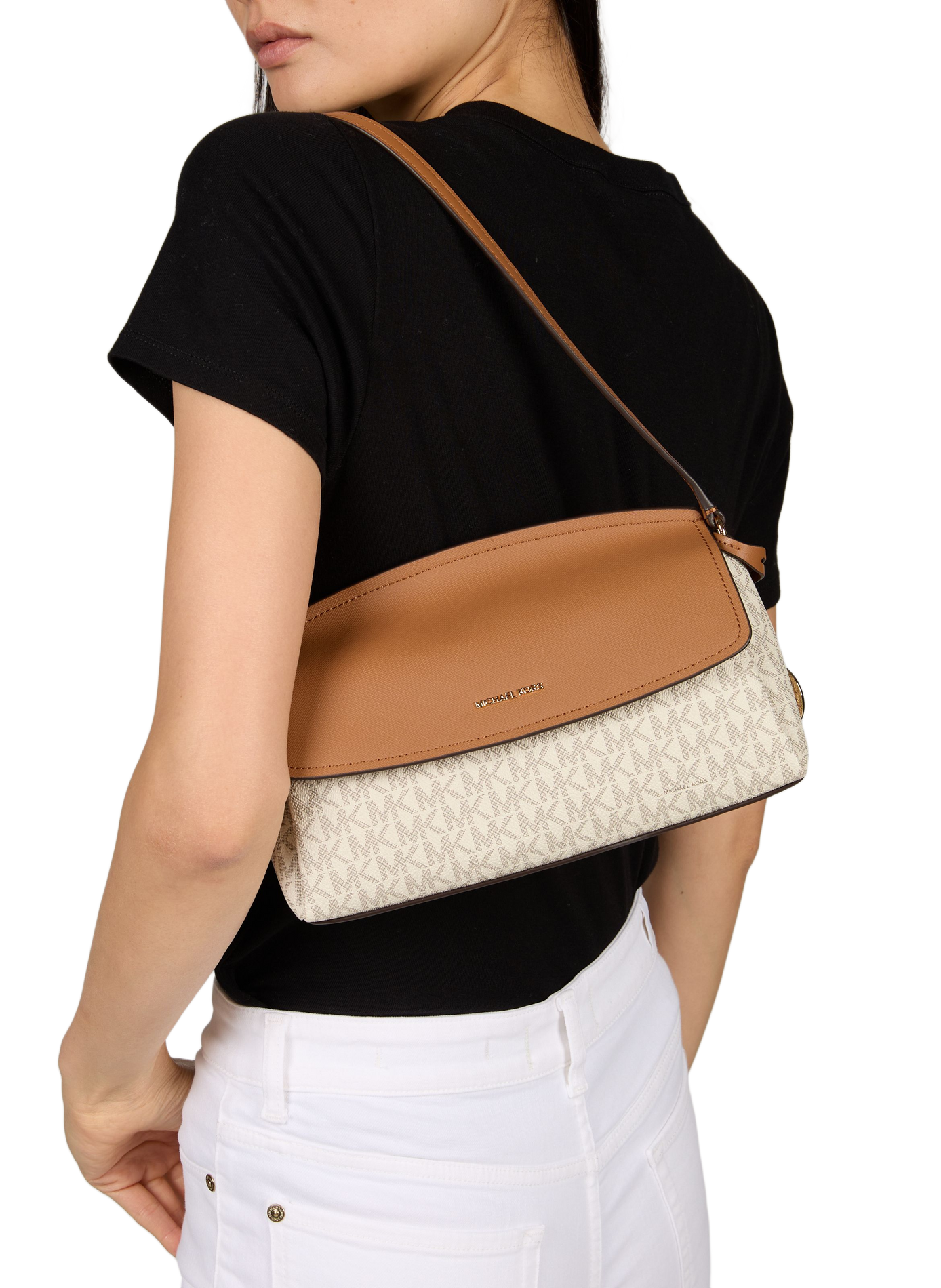 Textured logo print Landry handbag MICHAEL KORS Beige