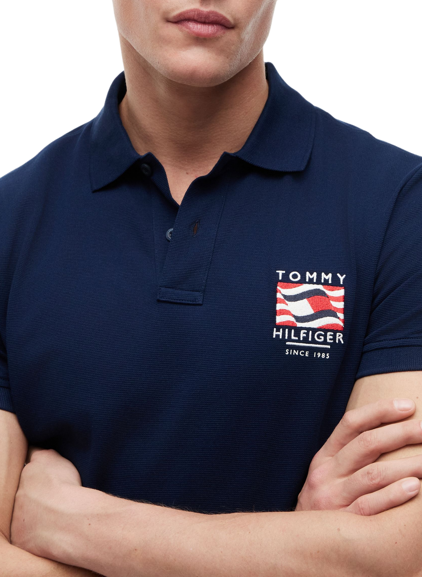 Short-sleeved cotton polo with logo TOMMY HILFIGER Blue