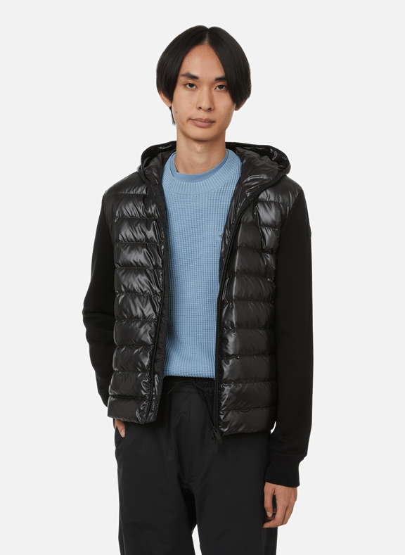 MONCLER Polyester knitted sleeve zip-up jacket Black