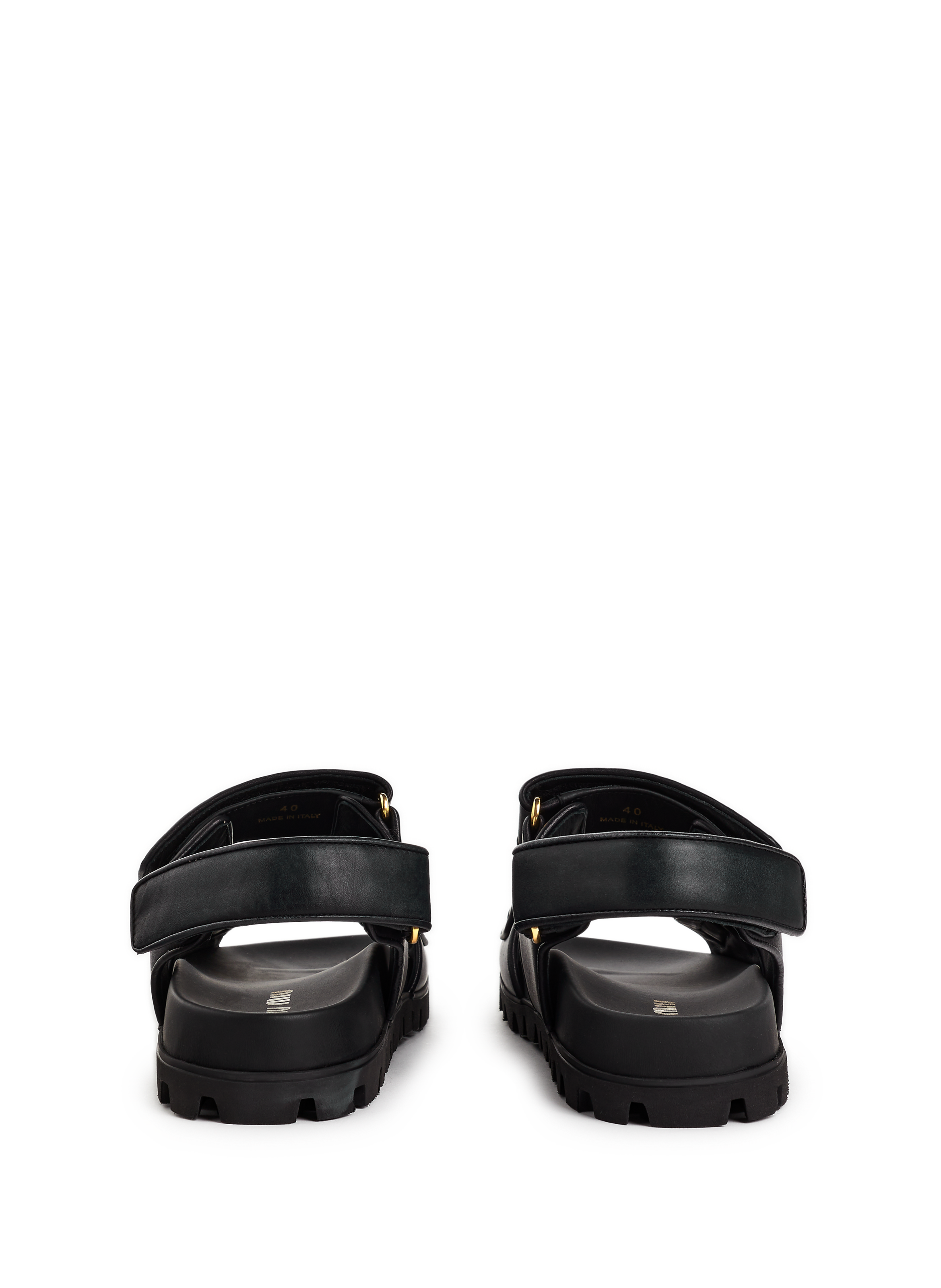 Sandales plates en cuir Noir