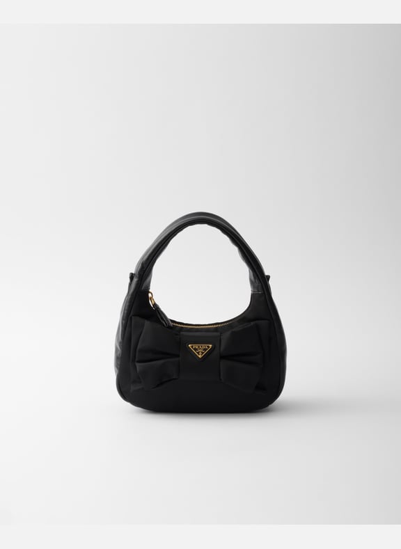 Mini sac en re-nylon et cuir nappa avec nœud Noir by PRADA PRADA Mini sac en re-nylon et cuir nappa avec nœud Noir