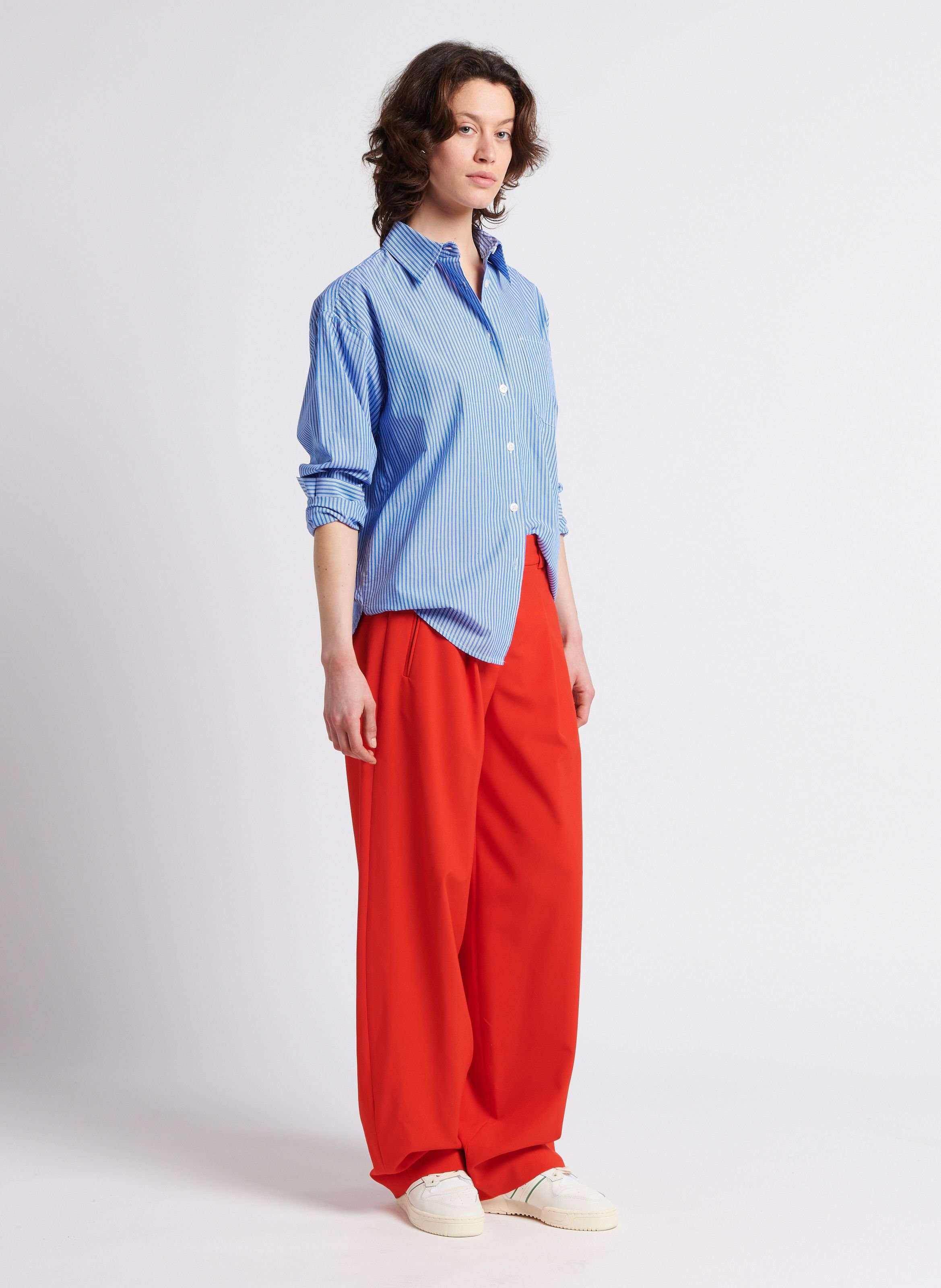 Chemise droite rayée en coton zatybay AMERICAN VINTAGE Bleu