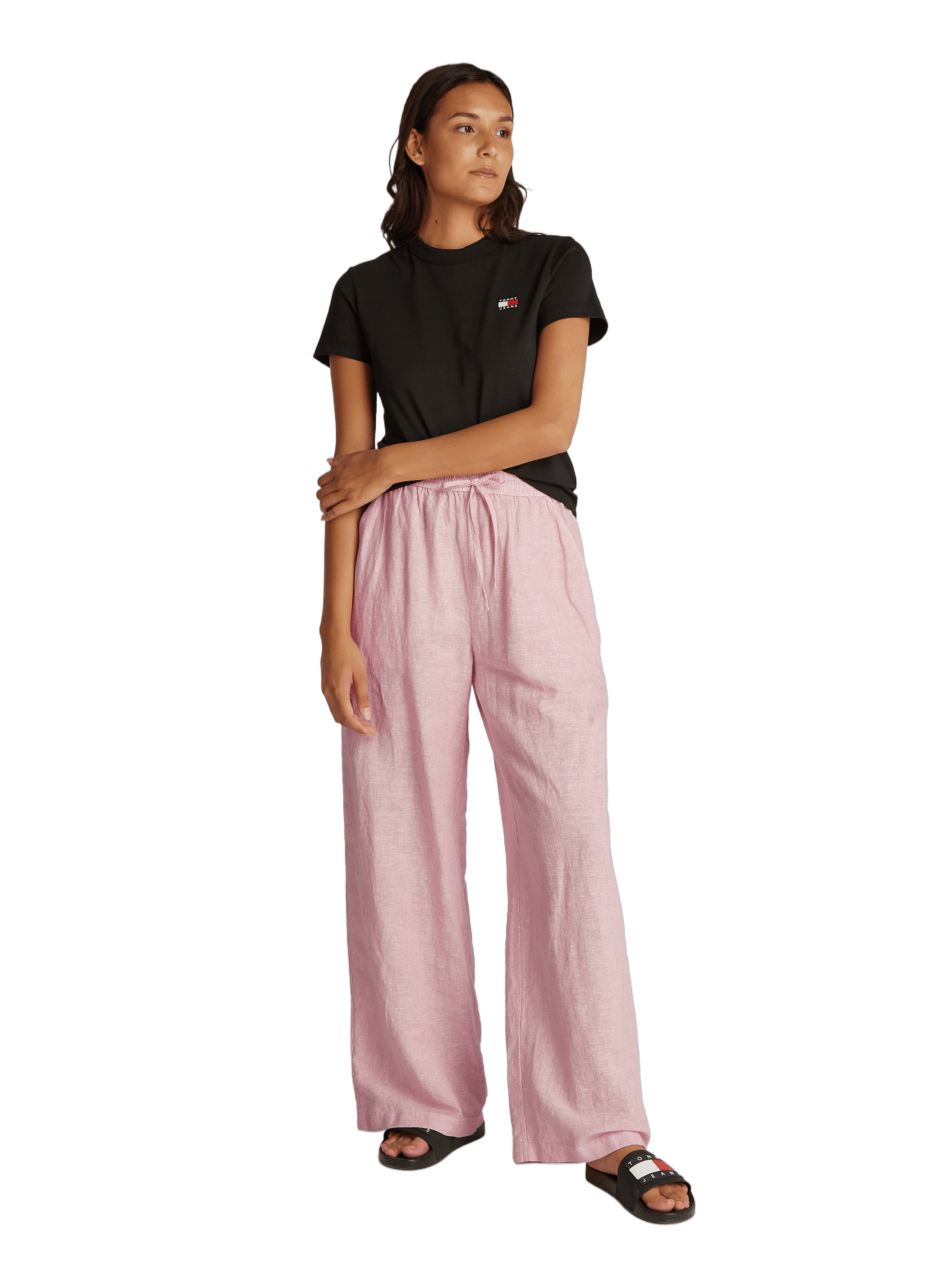 Pantalon fluide à rayures  TOMMY HILFIGER Rose