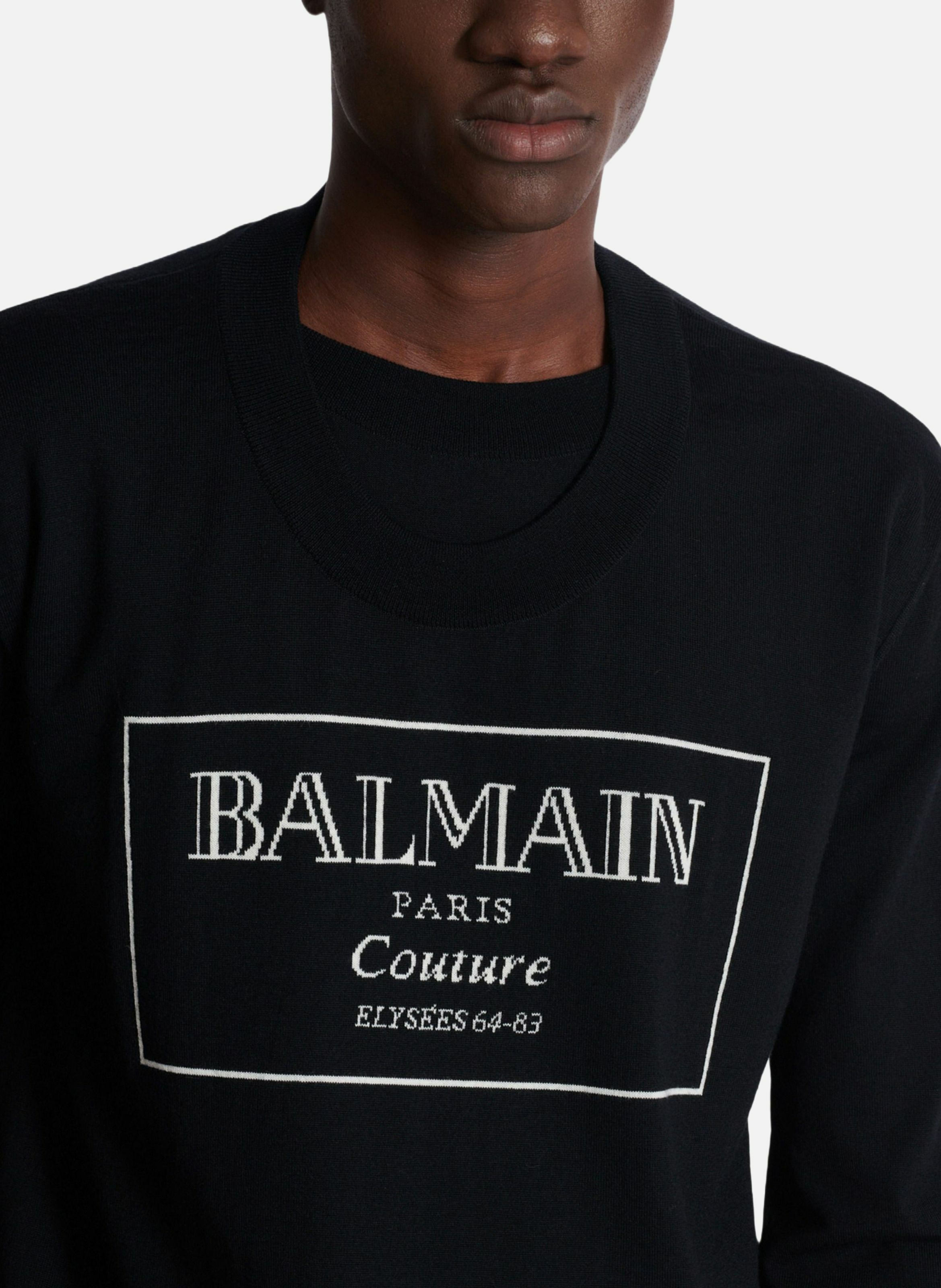 Pull en maille balmain couture étiquette BALMAIN Noir