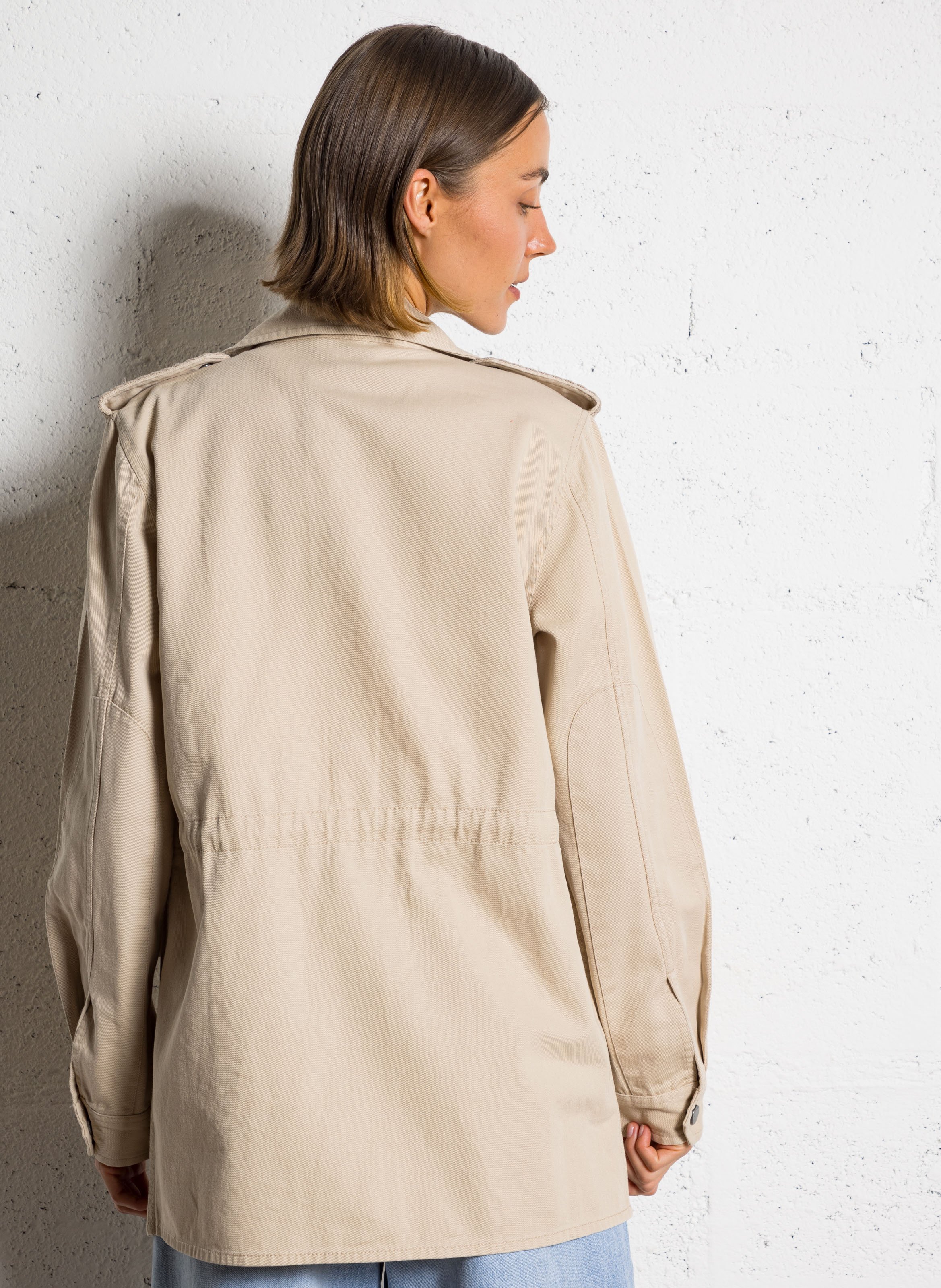 Veste saharienne droite en coton IKKS Beige