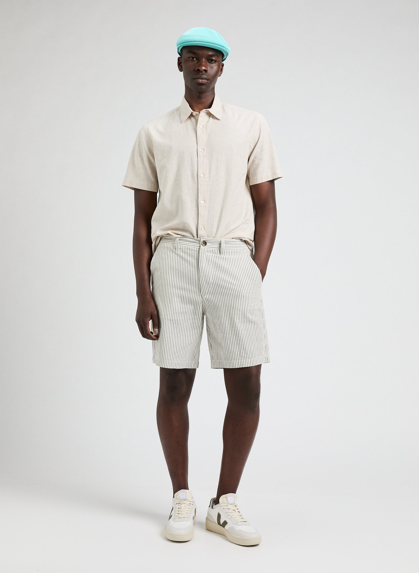Straight shirt in cotton and linen SELECTED Beige