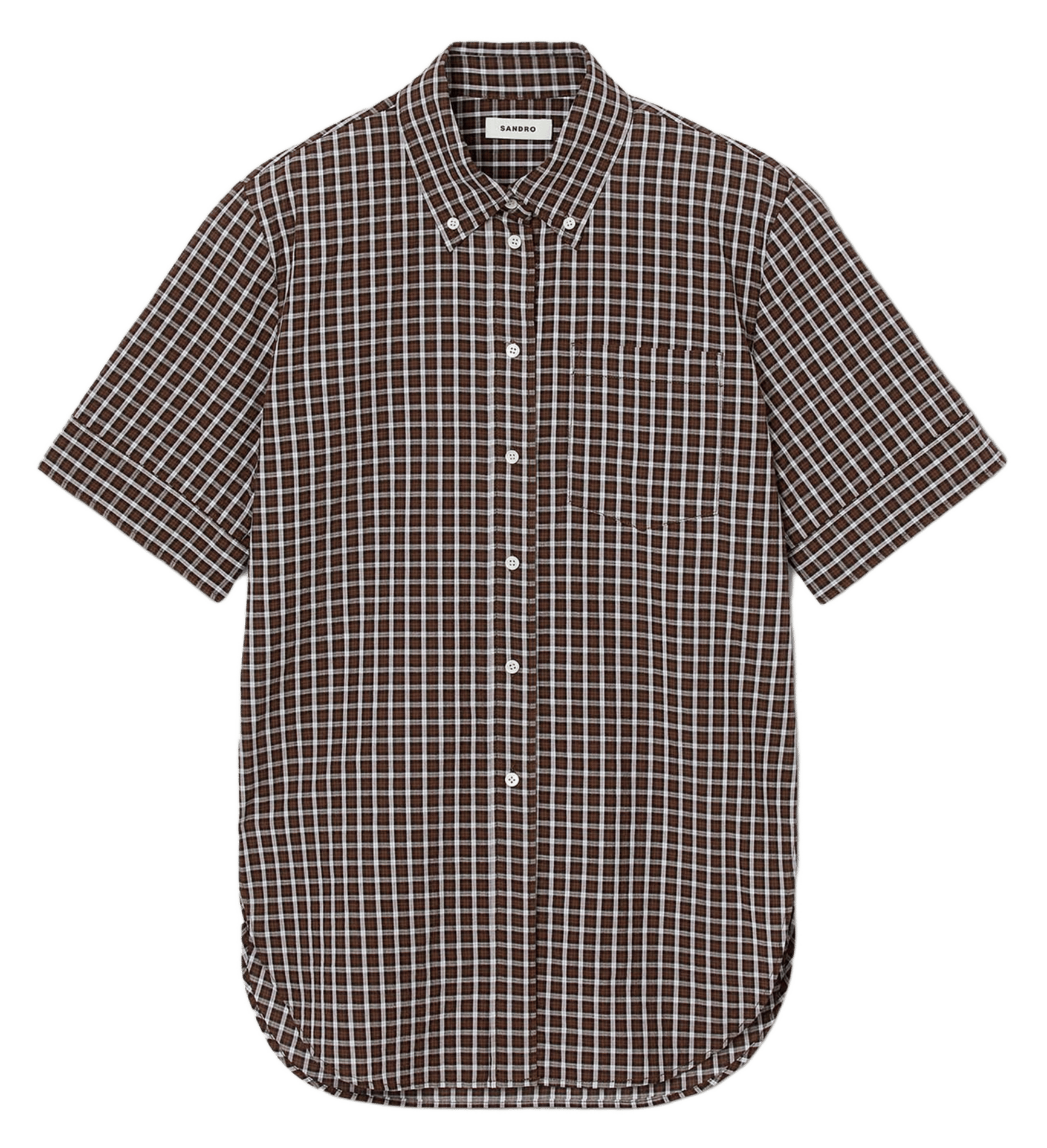 Chemise col classique à carreaux Marron