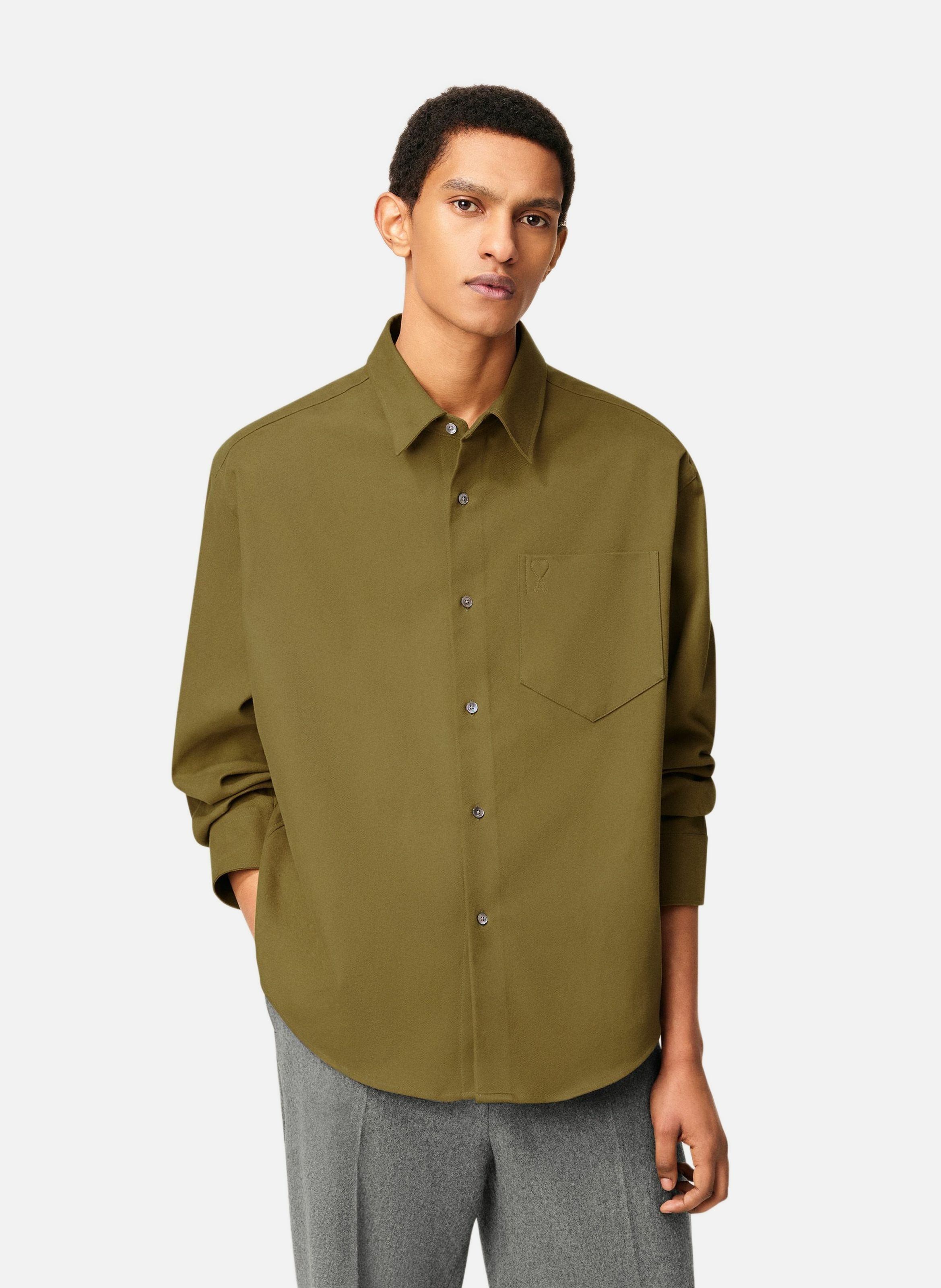 Chemise boxy embossée ami de coeur en coton unisexe AMI PARIS Vert