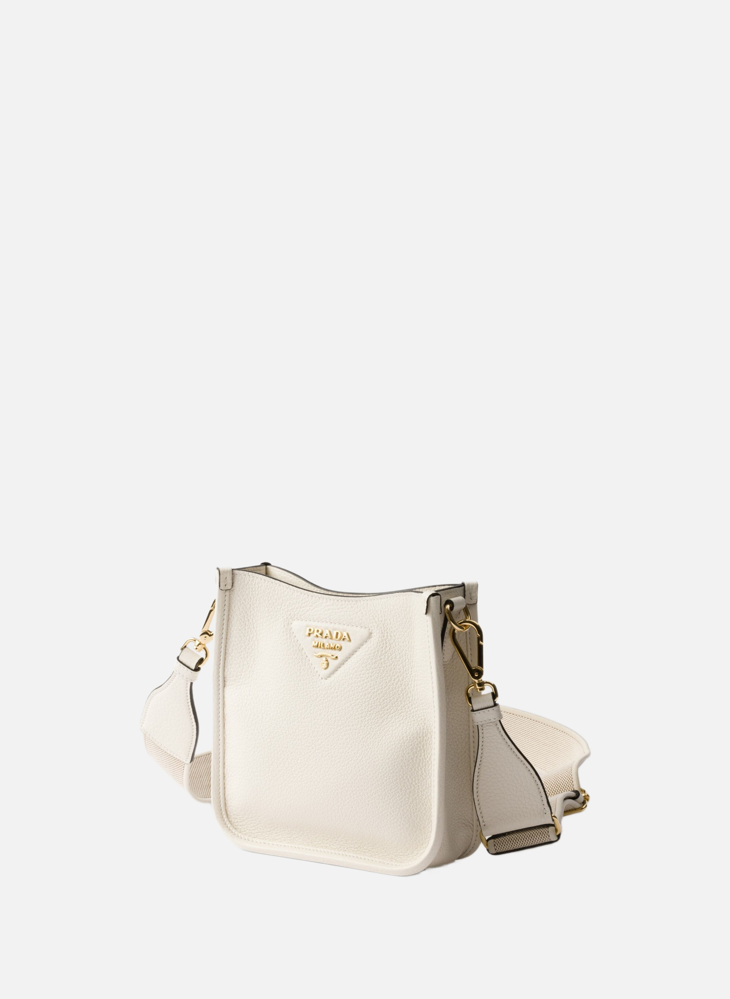 Mini sac porté épaule en cuir PRADA Blanc