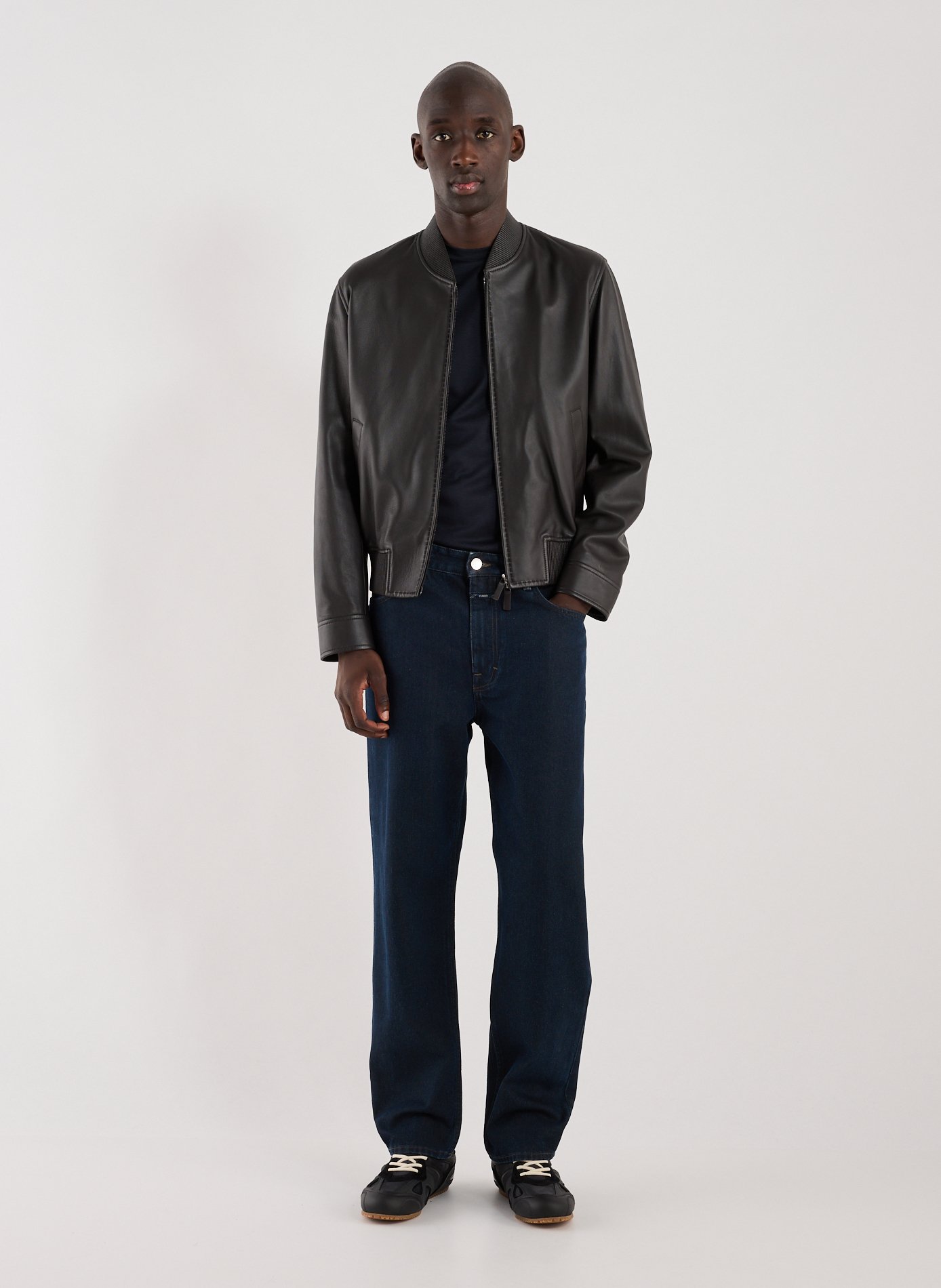 Leather jacket EMPORIO ARMANI Brown