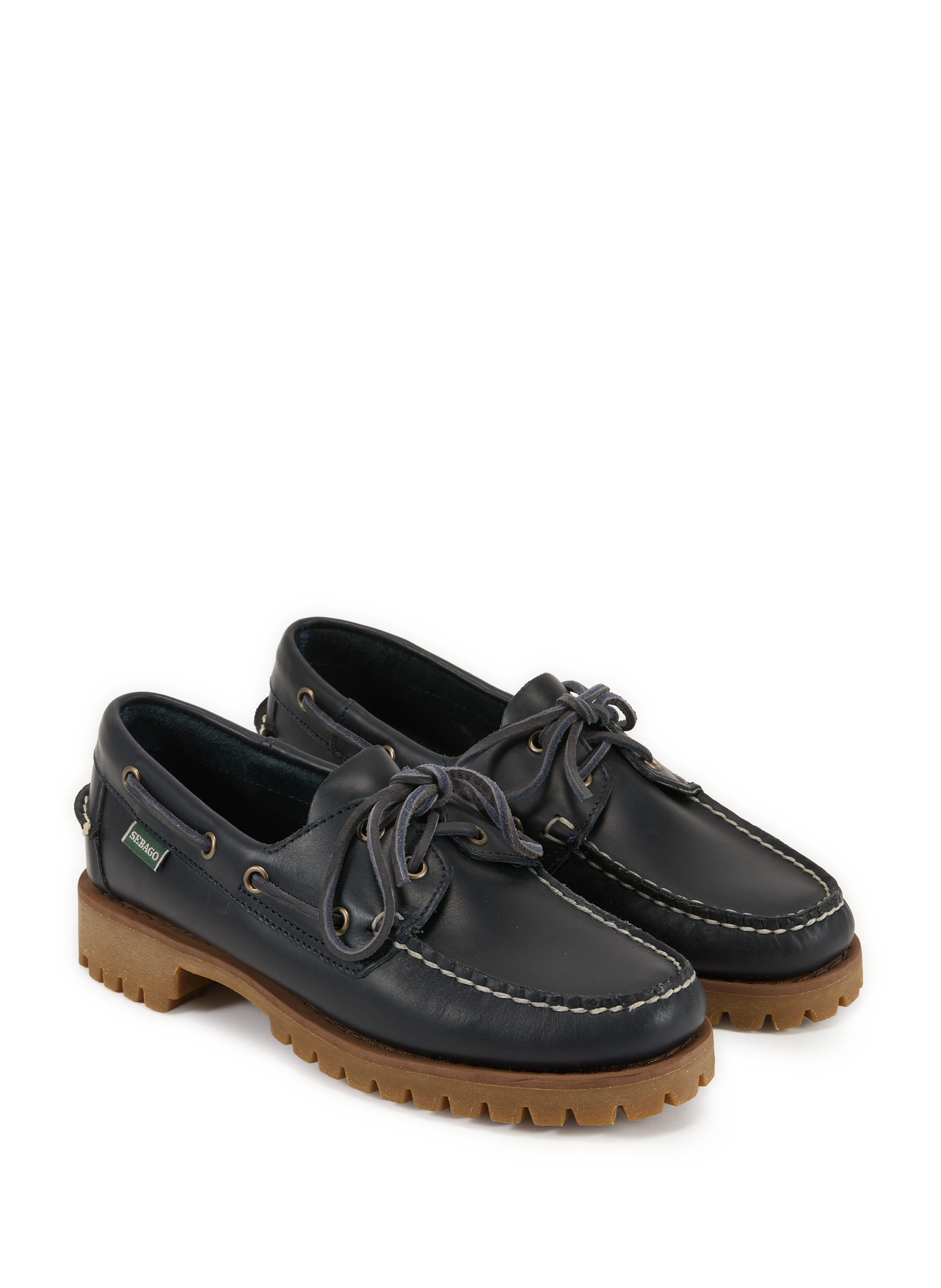 Lace-up leather blend moccasins SEBAGO Blue