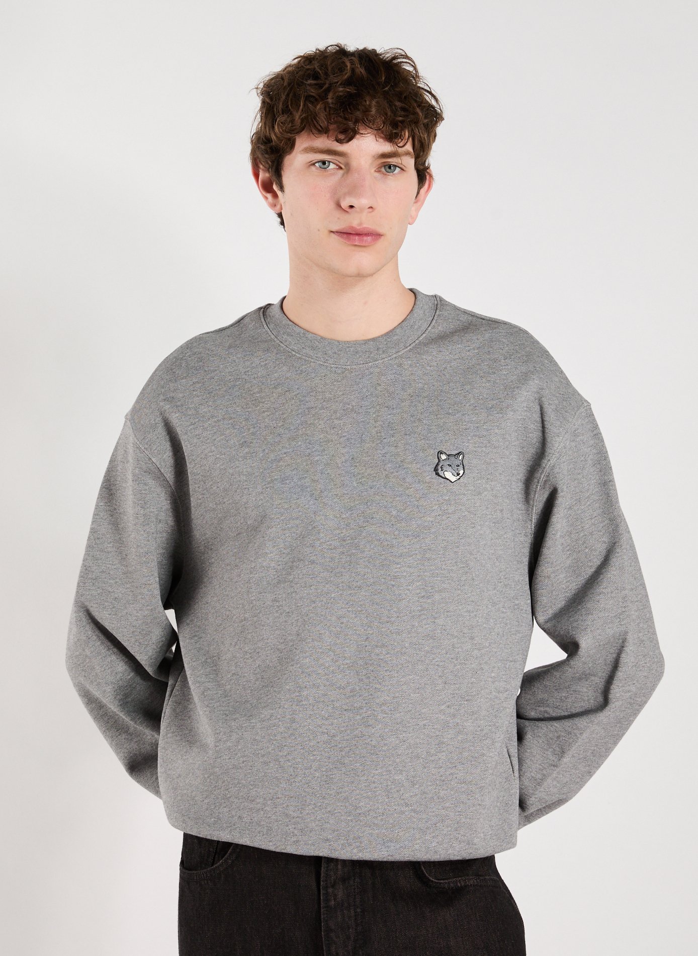 MAISON KITSUNÉ Round neck cotton sweatshirt Grey