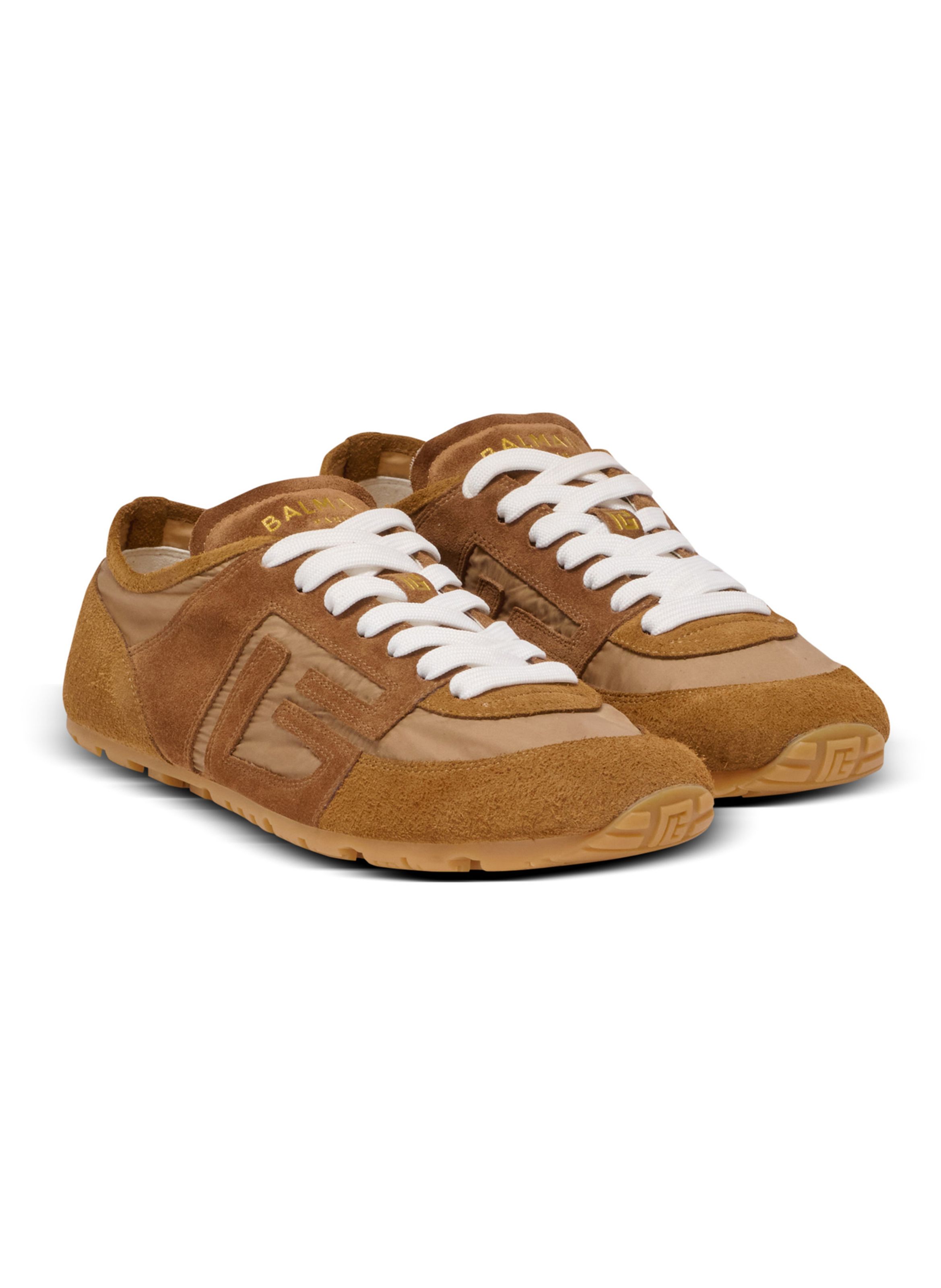 Baskets racer 45 en daim et nylon BALMAIN Marron