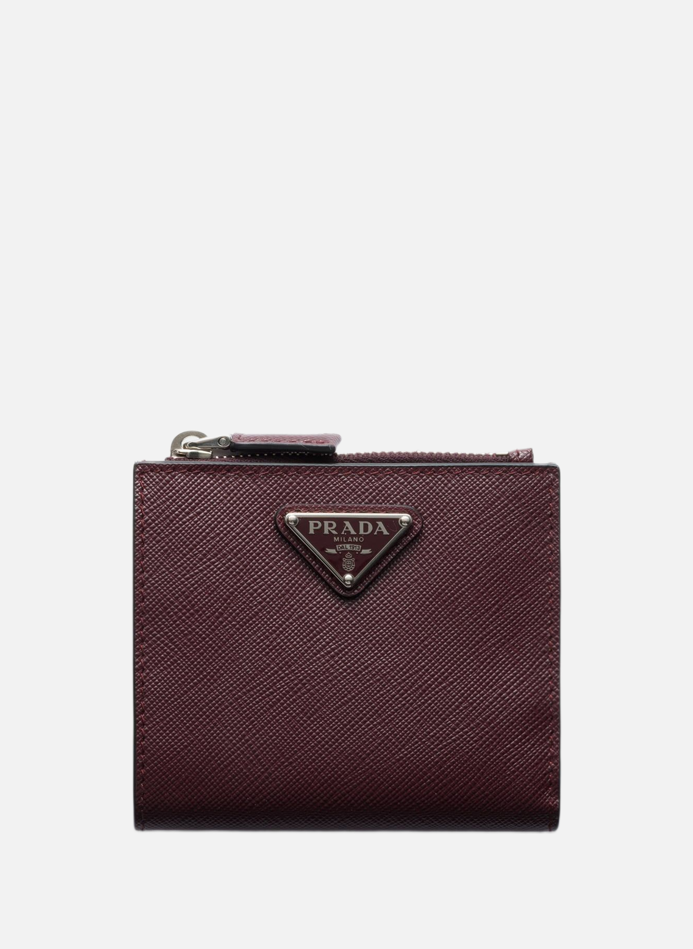 Petit portefeuille en cuir saffiano PRADA Rouge