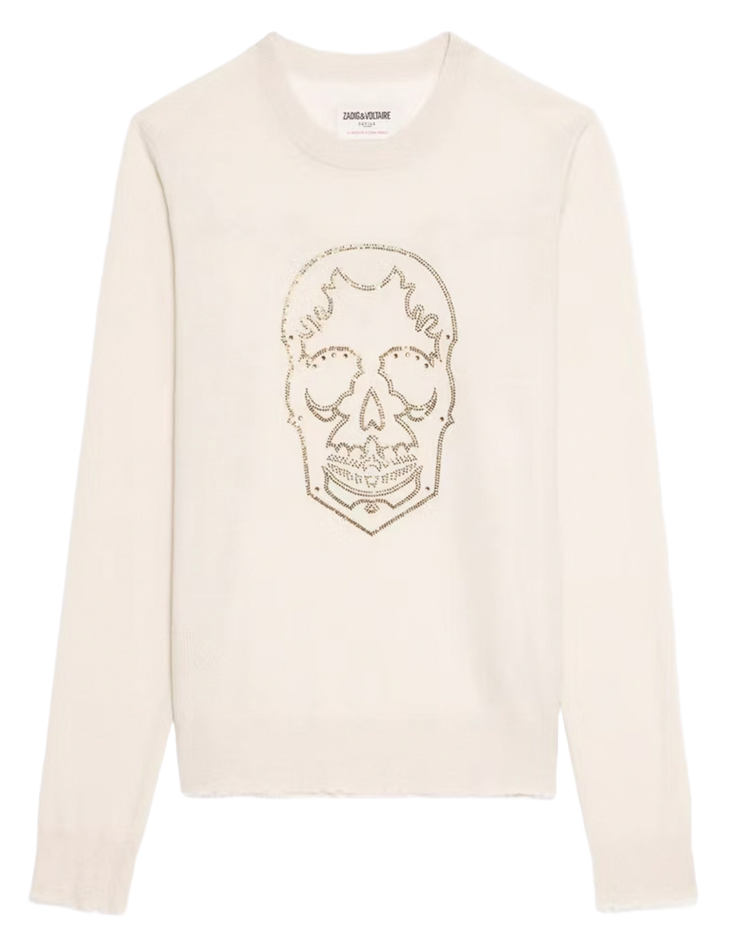 Sweat droit skull strass en cachemire miss ZADIG&VOLTAIRE Blanc