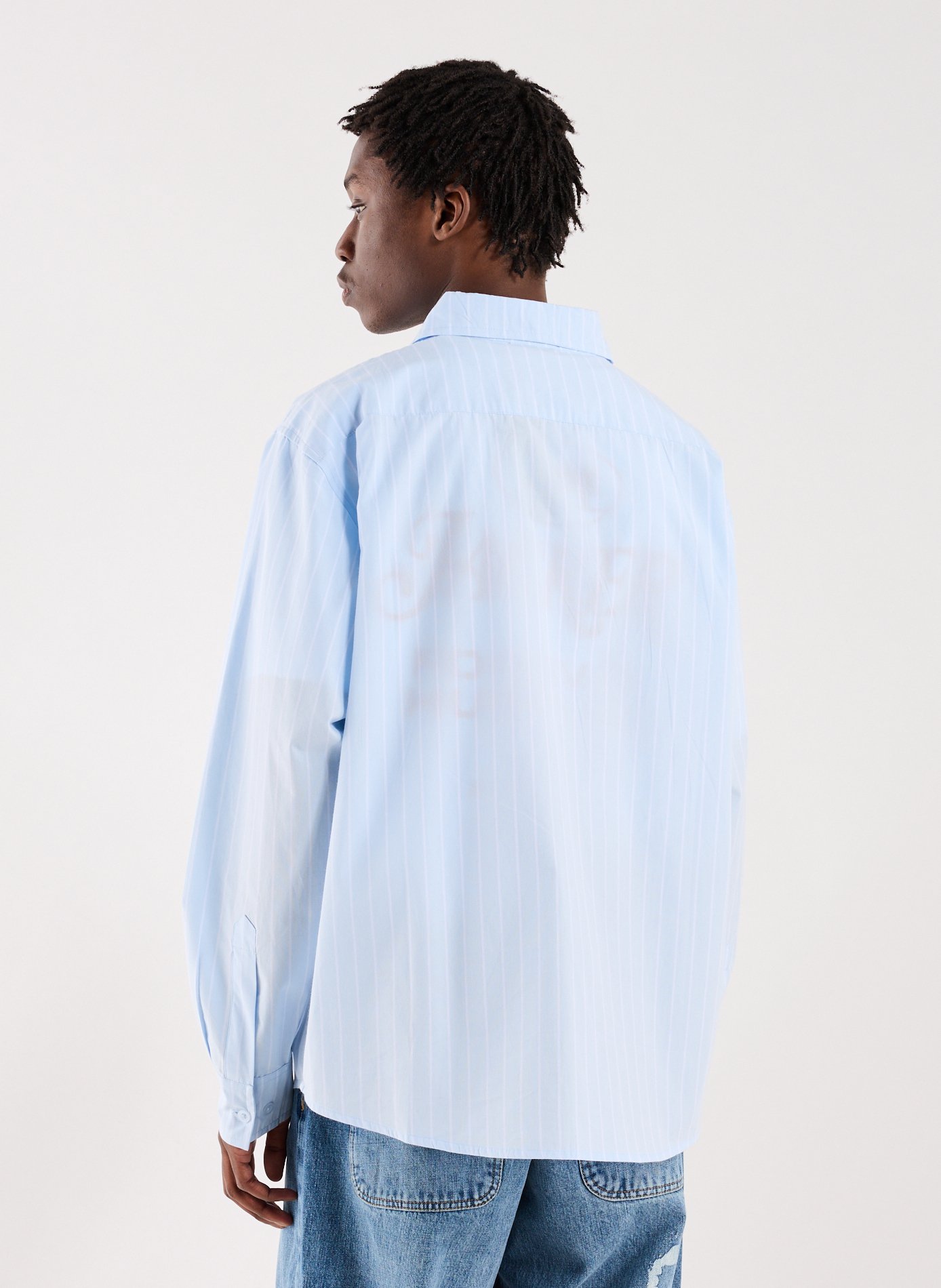 Oversized Striped Cotton Shirt JACKER. Blue