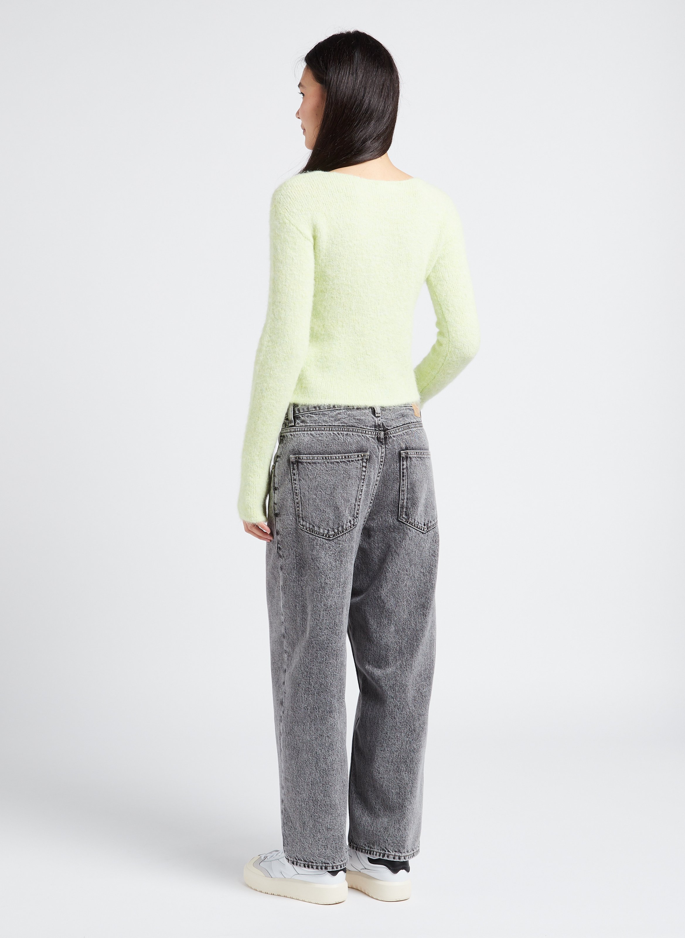 Jean droit taille haute en coton yopday-b AMERICAN VINTAGE Gris