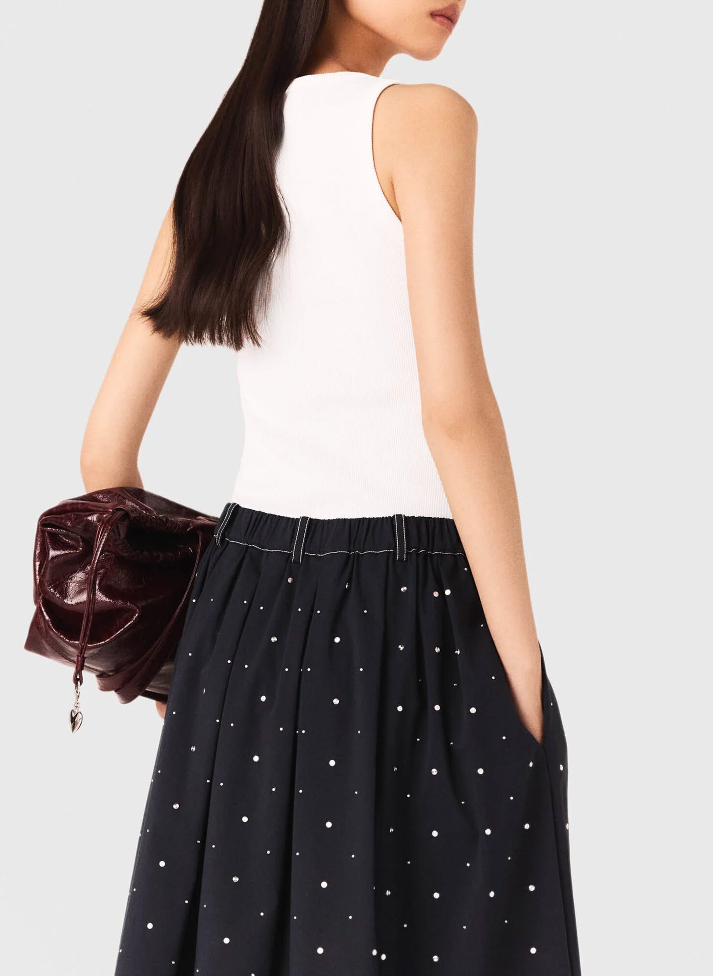 Débardeur col rond en coton mélangé MAJE Blanc