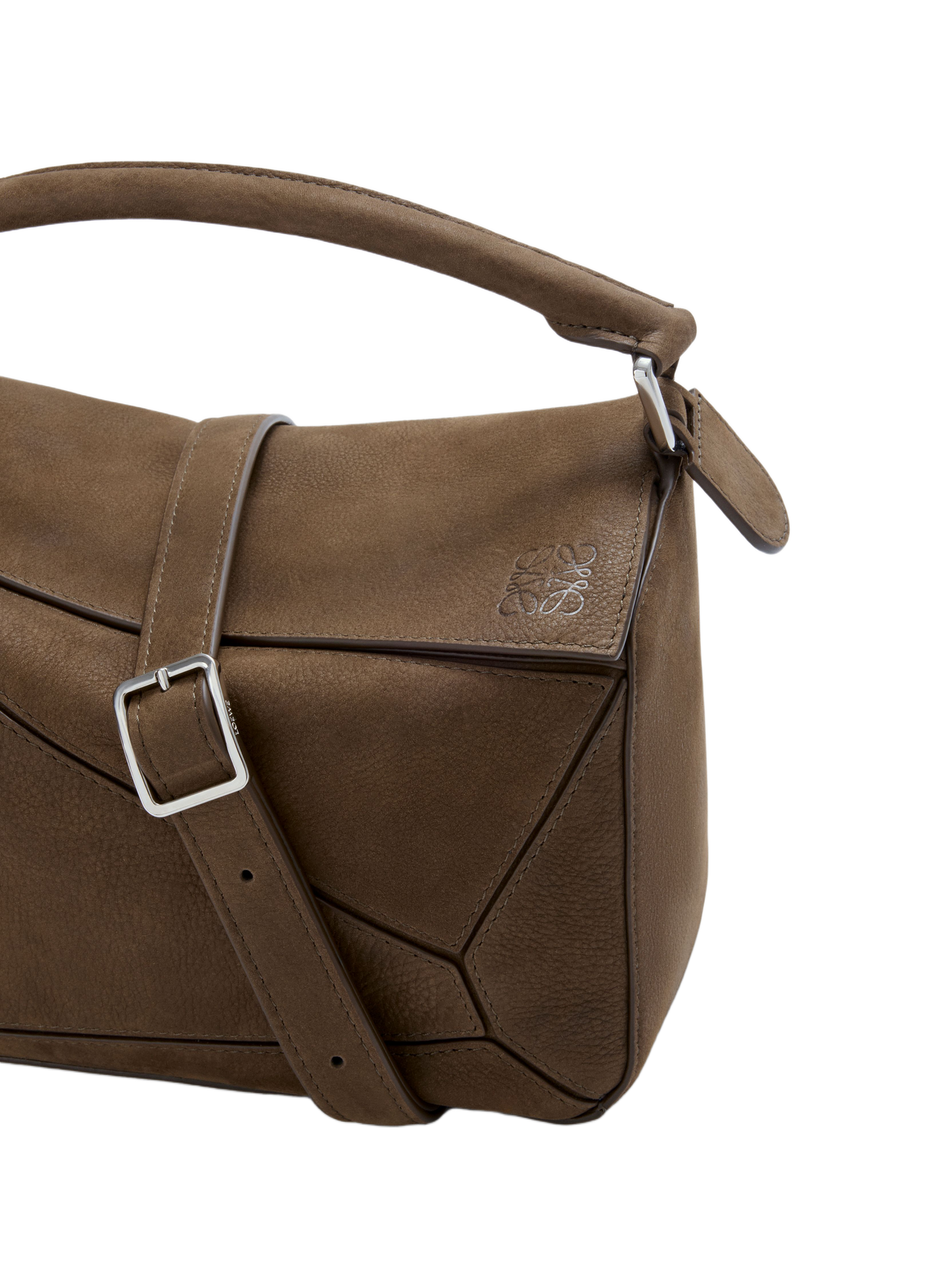 Petit sac Featherlight Puzzle en nubuck grainé LOEWE Marron