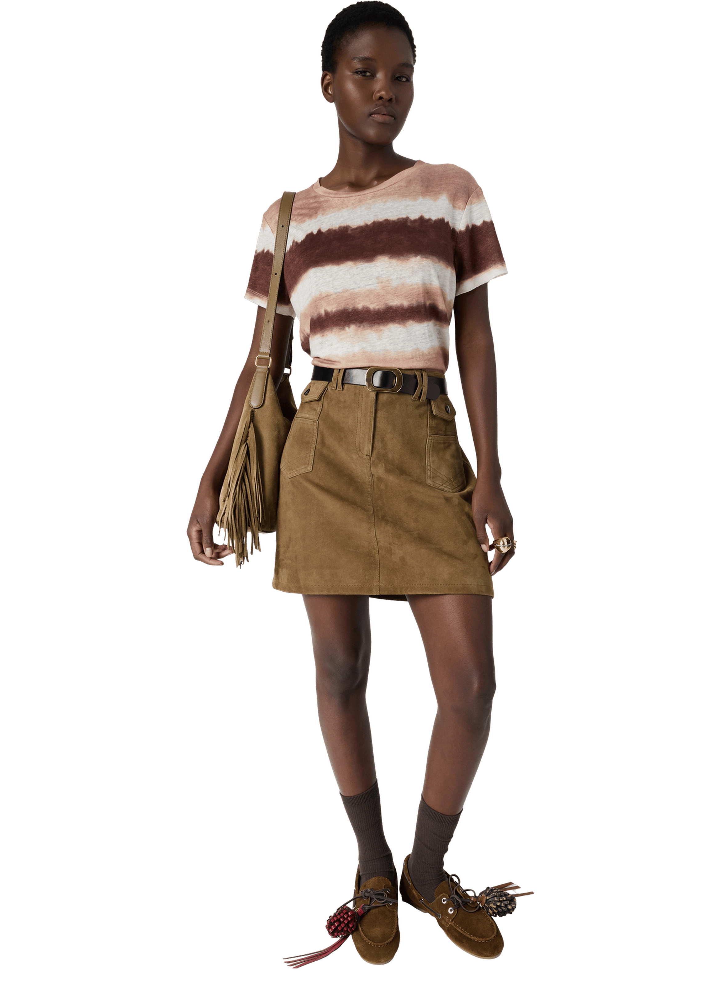 T-shirt tie and die en lin - mabinty GERARD DAREL Marron