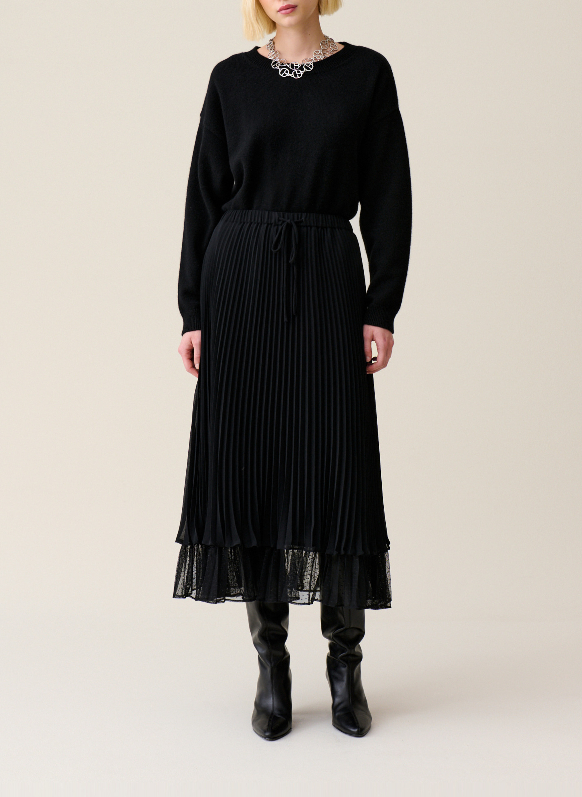 Jupe midi fluide plissée CLAUDIE PIERLOT Noir