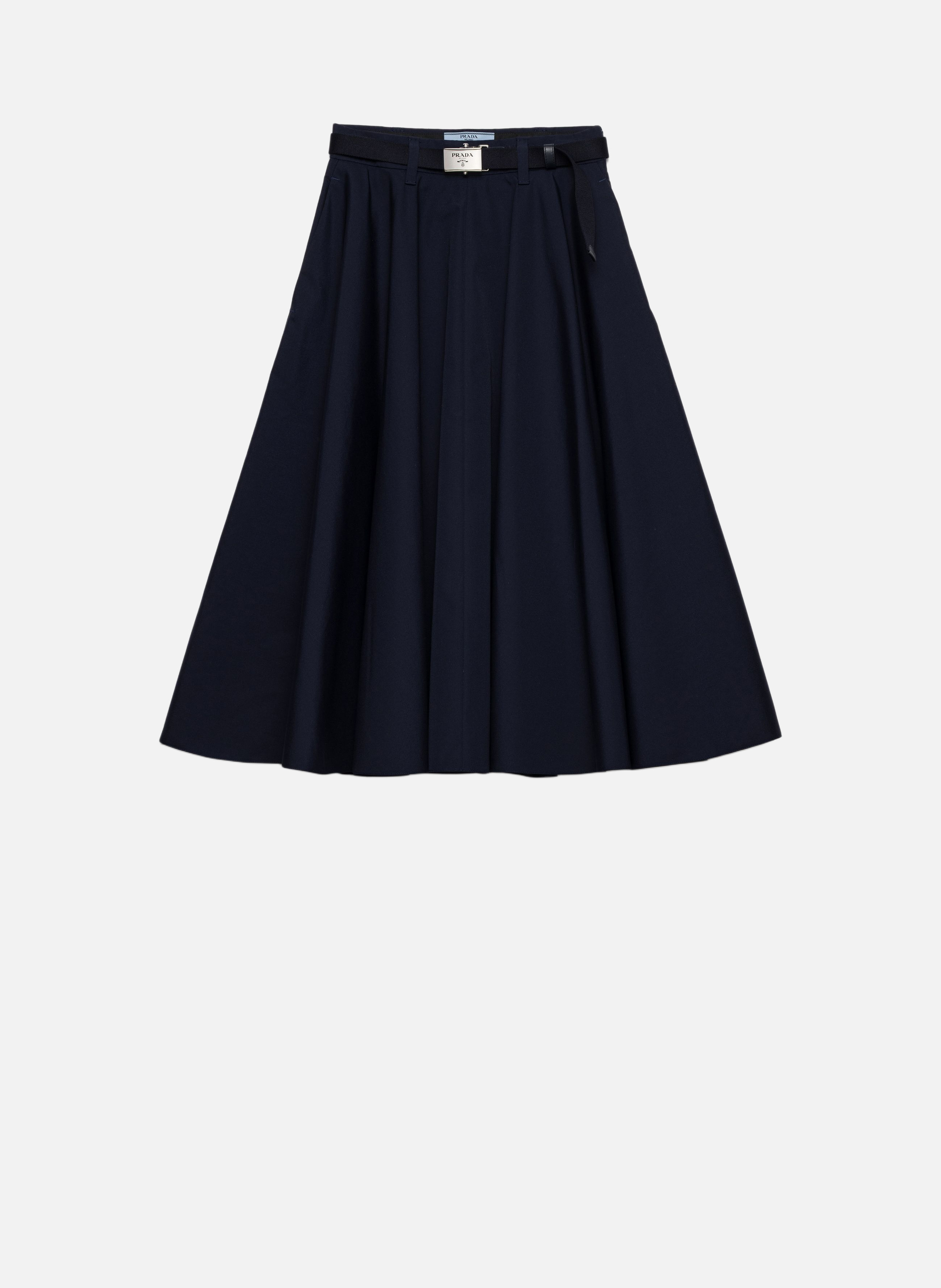 Jupe mi-longue en popeline PRADA Bleu