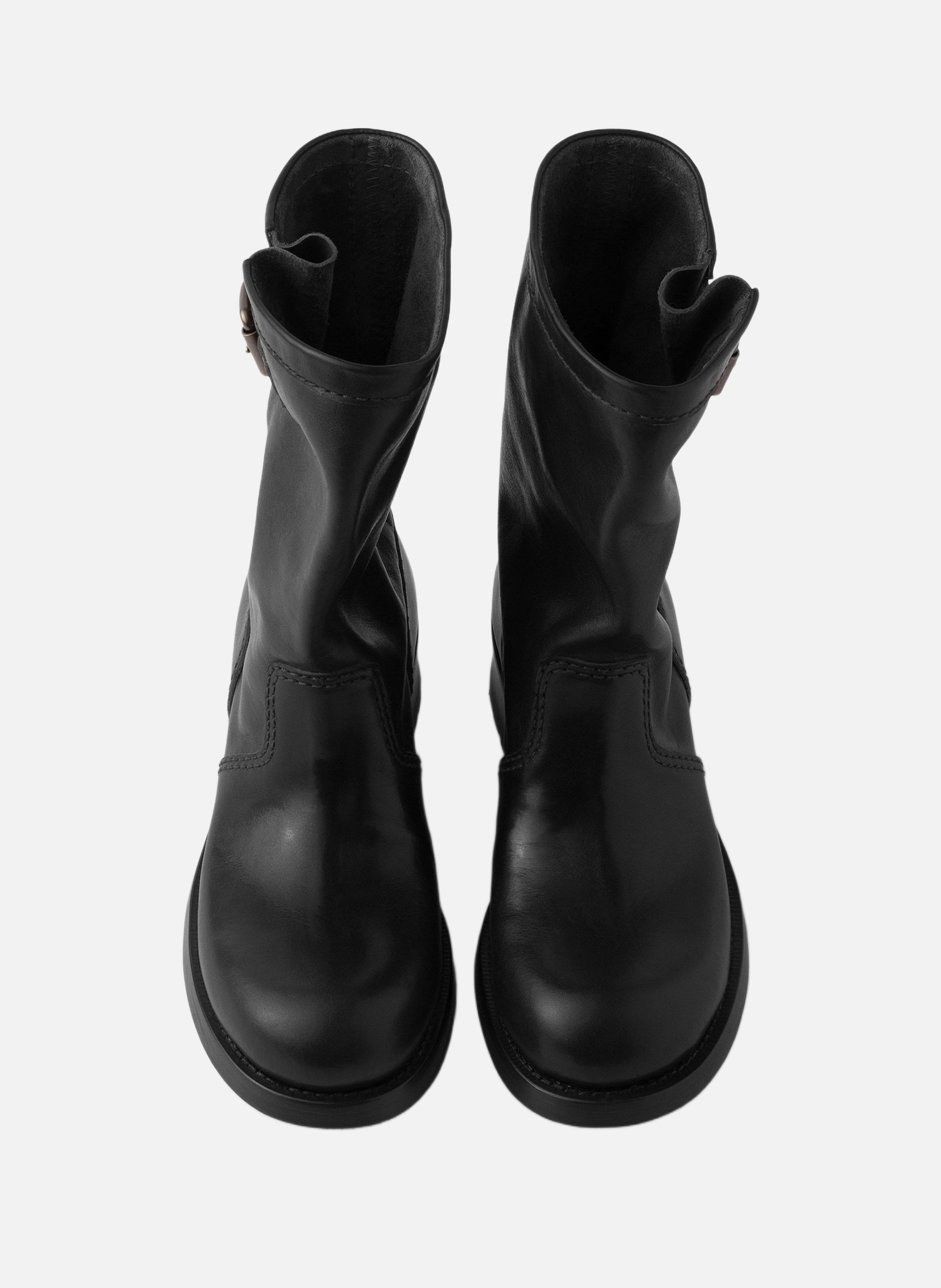 Bottes mi-mollet en cuir PRADA Noir