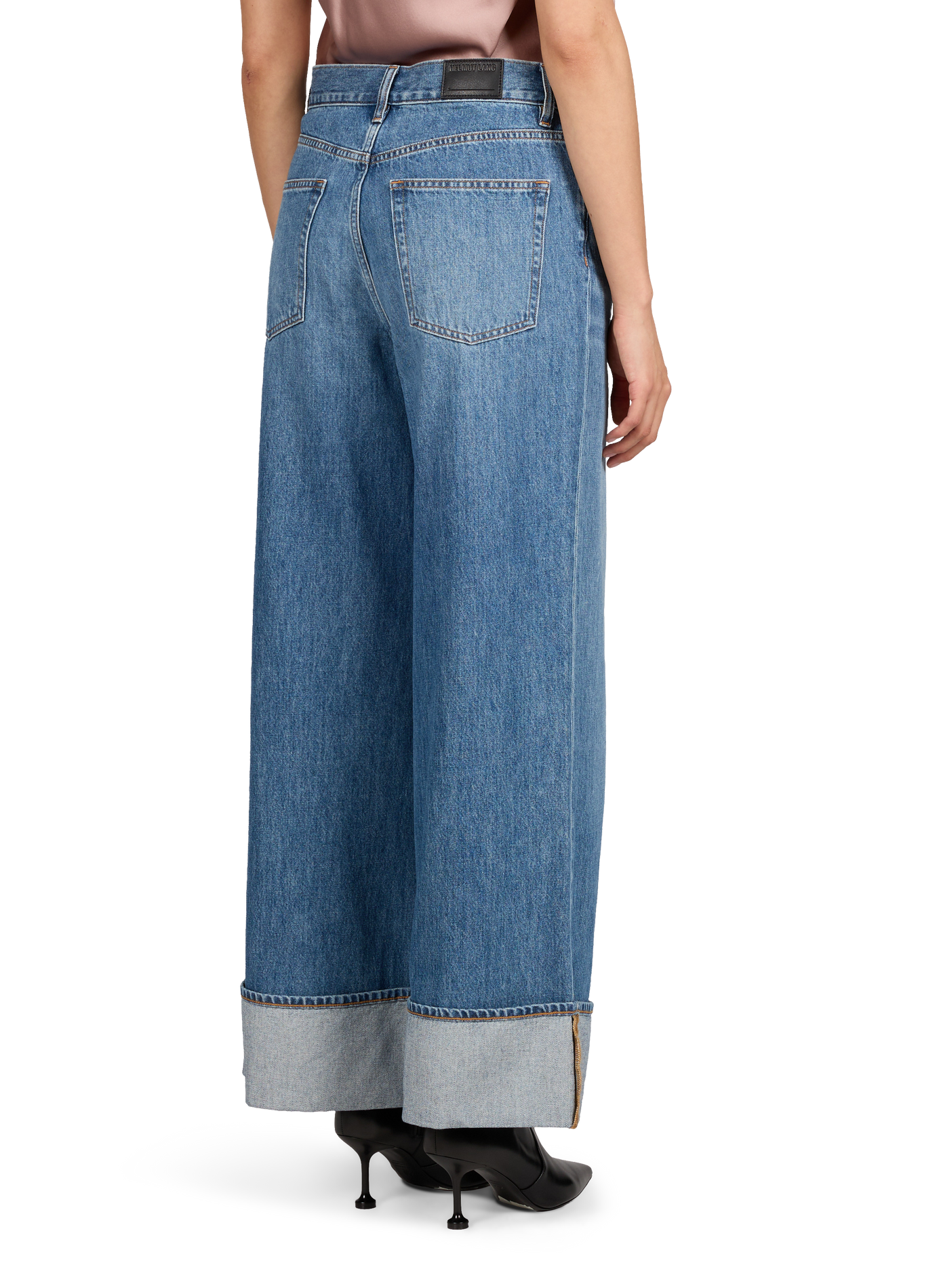 Straight leg cotton jeans with wide cuffs HELMUT LANG Blue