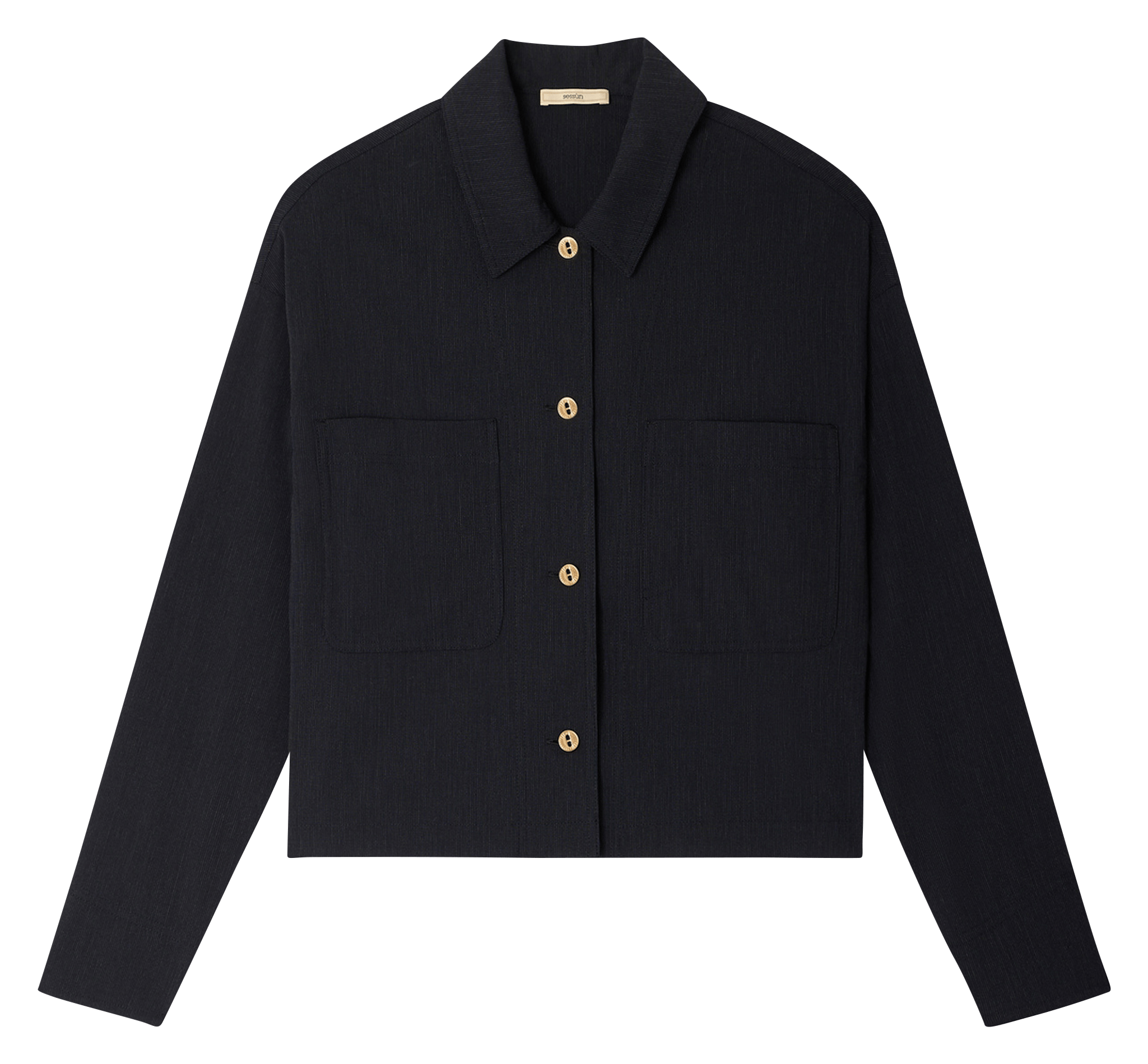 Surchemise droite col classique en coton et lin mélangé notteri SESSUN Gris