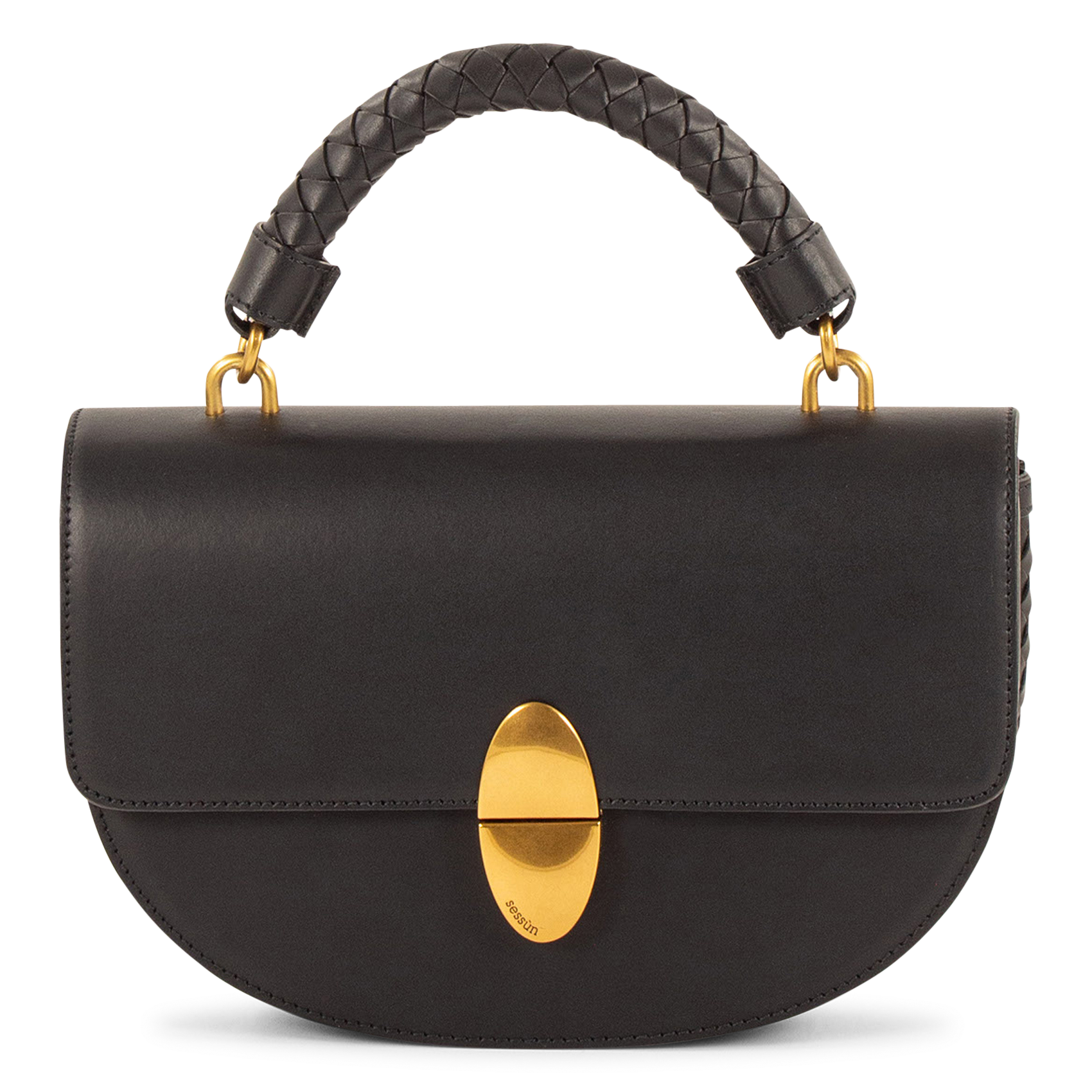 Sac bandoulière en cuir round tesoro SESSUN Marron