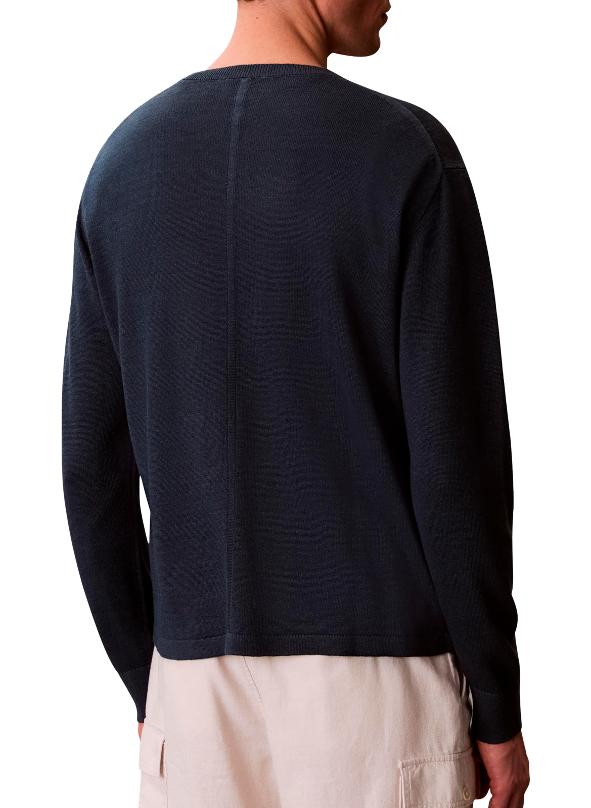 Gerader Rundhalsausschnitt-Pullover aus Leinenmischung CALVIN KLEIN Blau