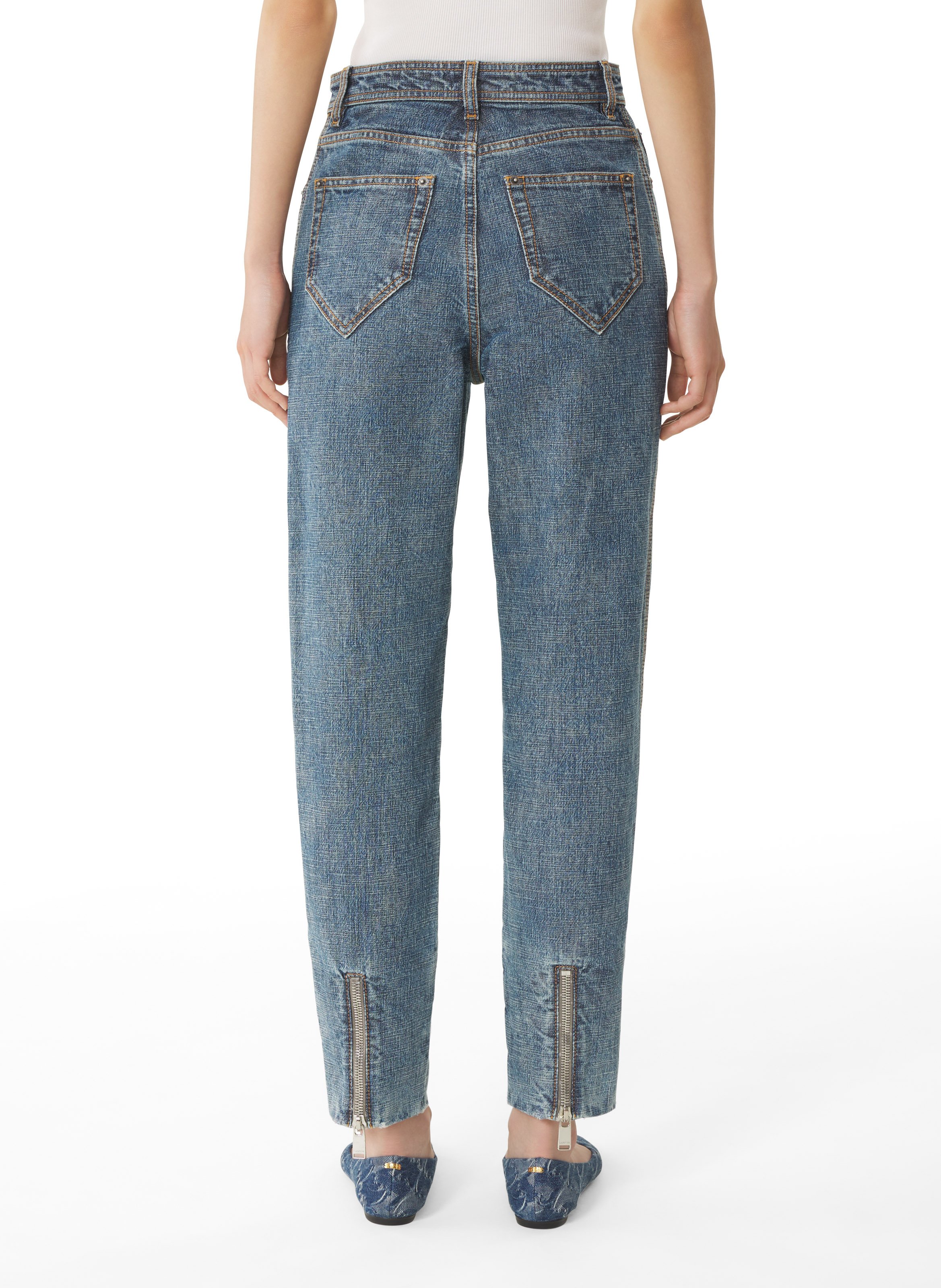 Pantalon zippé en denim LANVIN Bleu