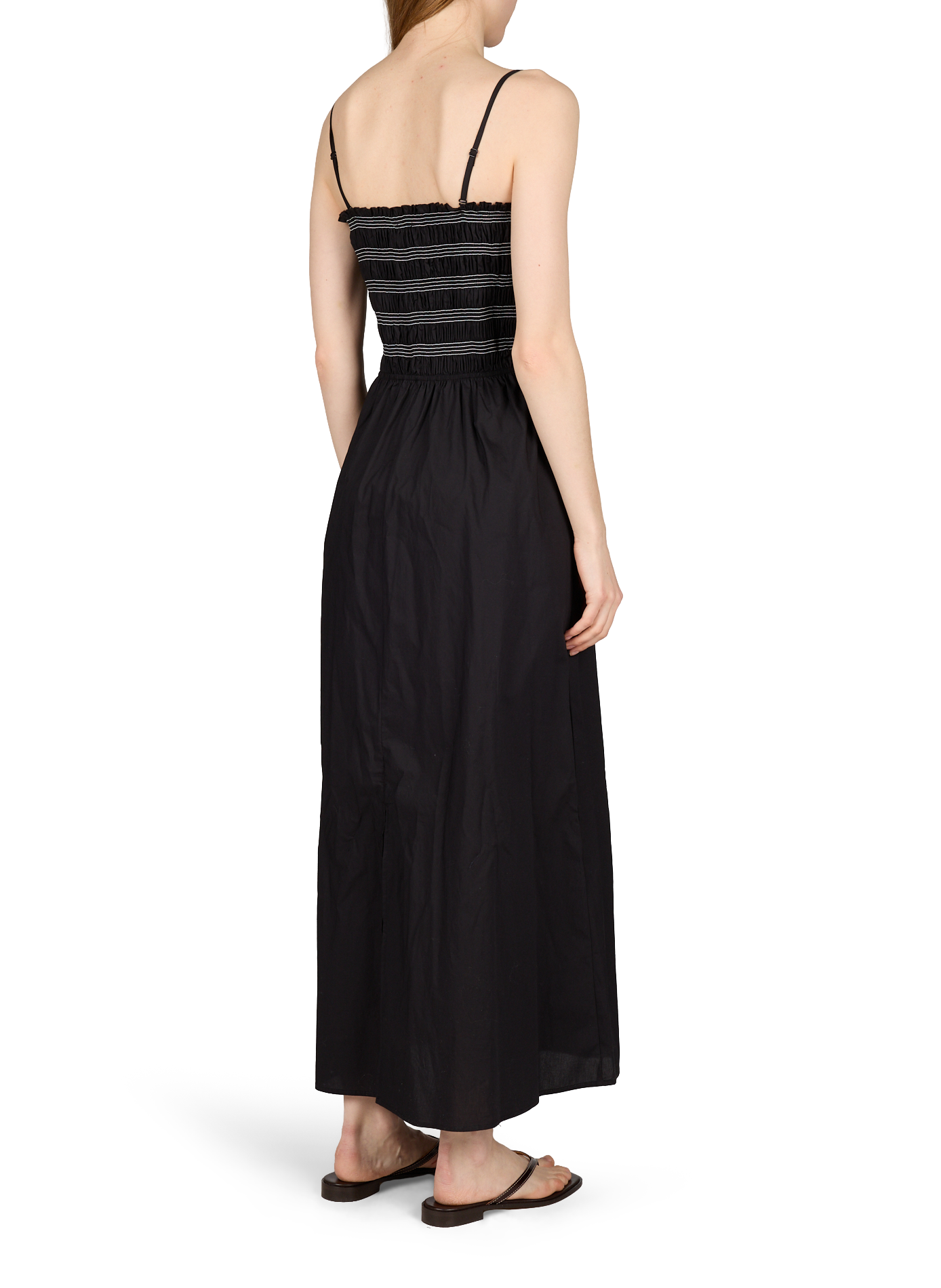 Long dress with thin cotton straps OBJECT Black