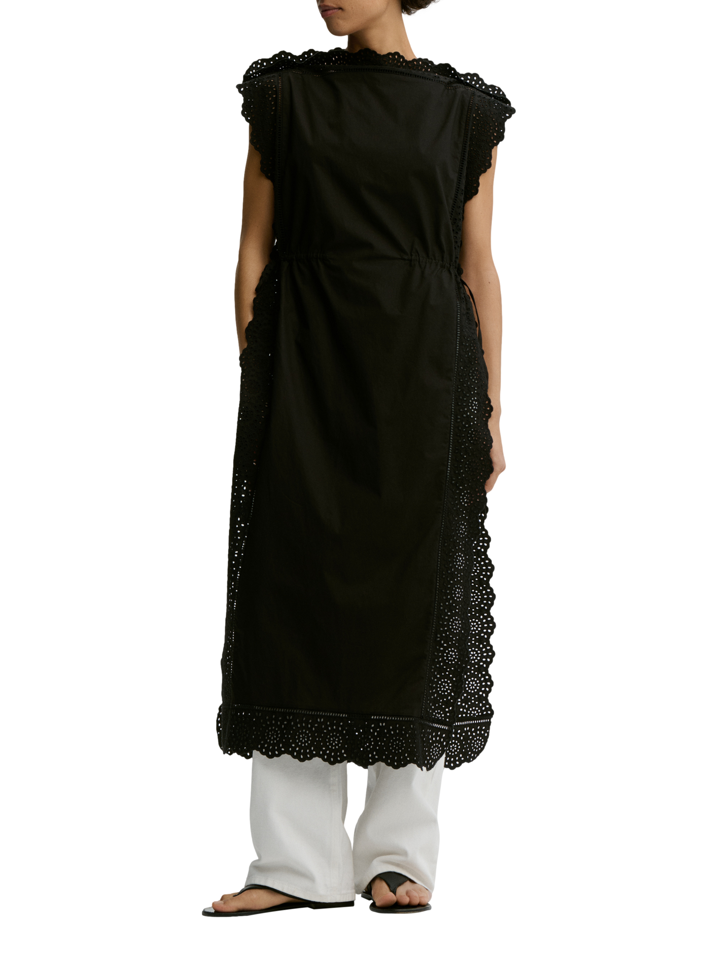 Robe midi à broderies anglaises en coton BY MALENE BIRGER Noir