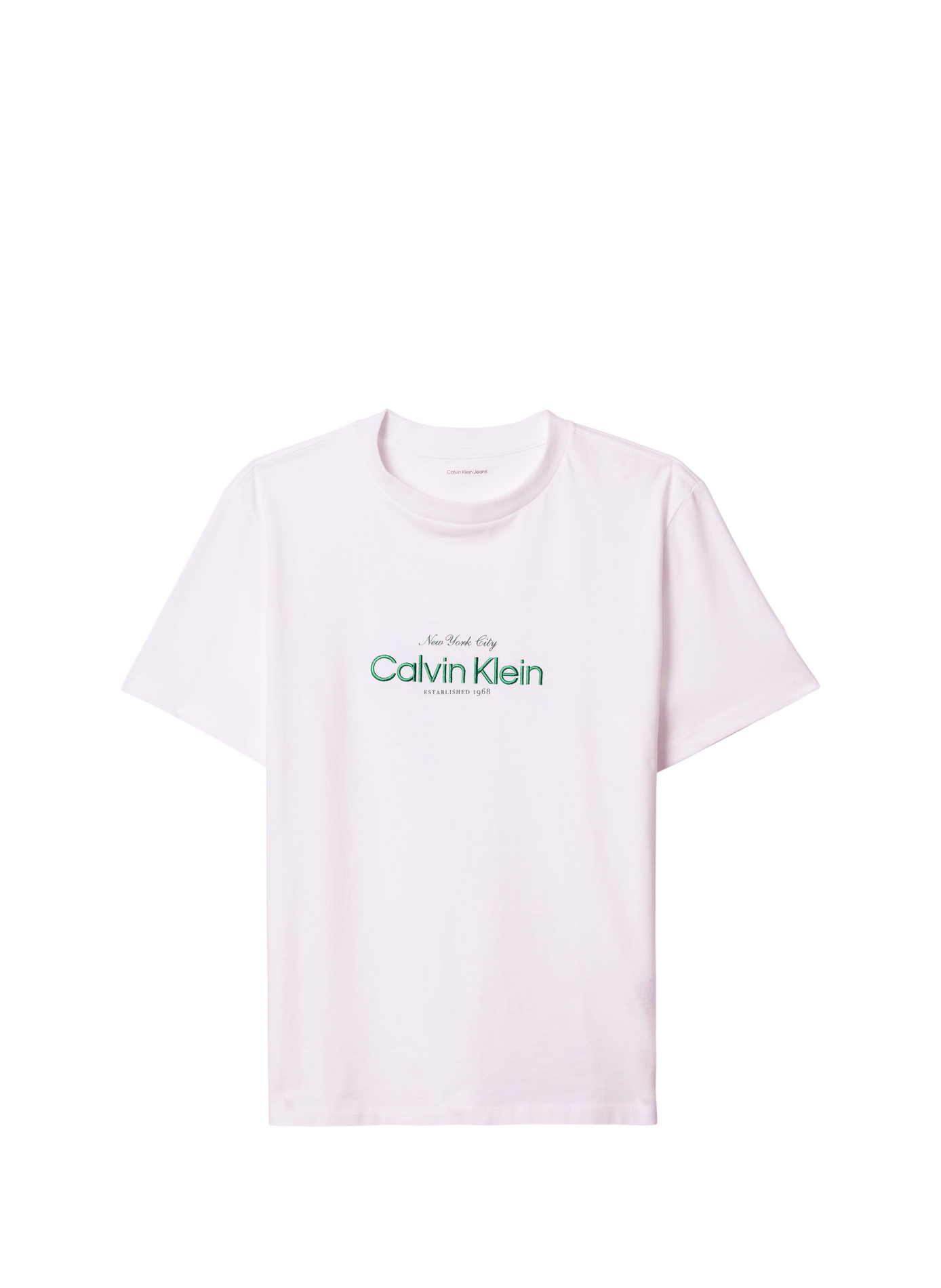 T-shirt brodé à col rond en coton CALVIN KLEIN Blanc