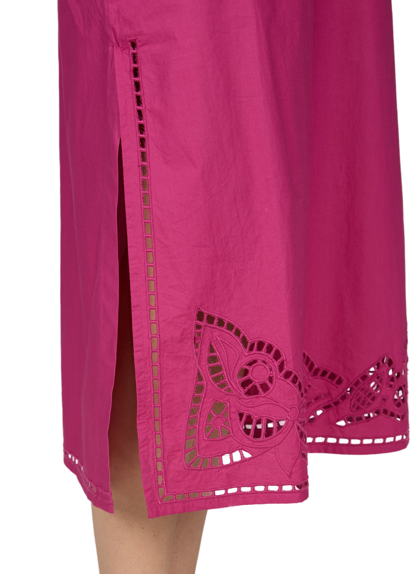 Jupe midi  Amarante brodée en popeline de coton LOUISE MISHA Rose